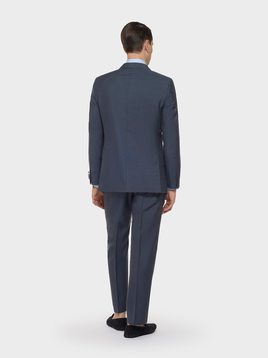 Caruso Menswear Abbigliamento Uomo Abiti Abito macbeth doppiopetto in mohair lana seta blu look 3