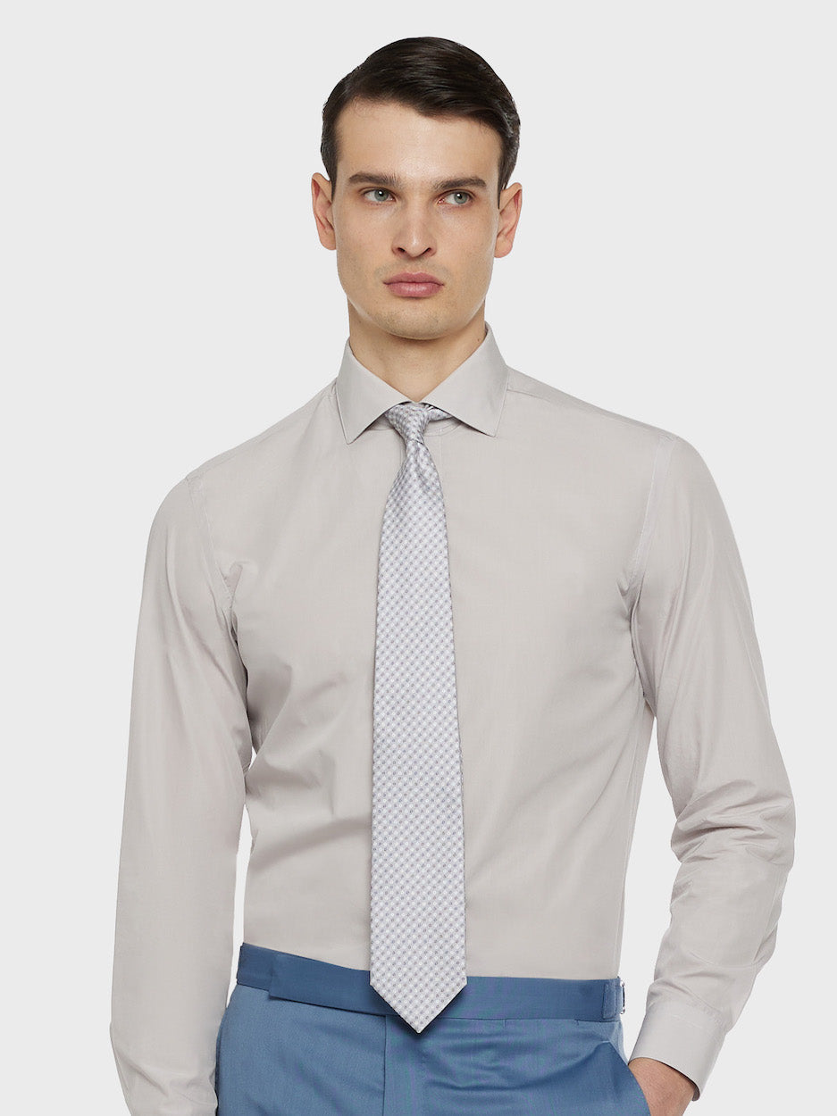 Caruso Menswear Abbigliamento Uomo Cravatte Cravatta in seta jacquard a fiori grigia look 2