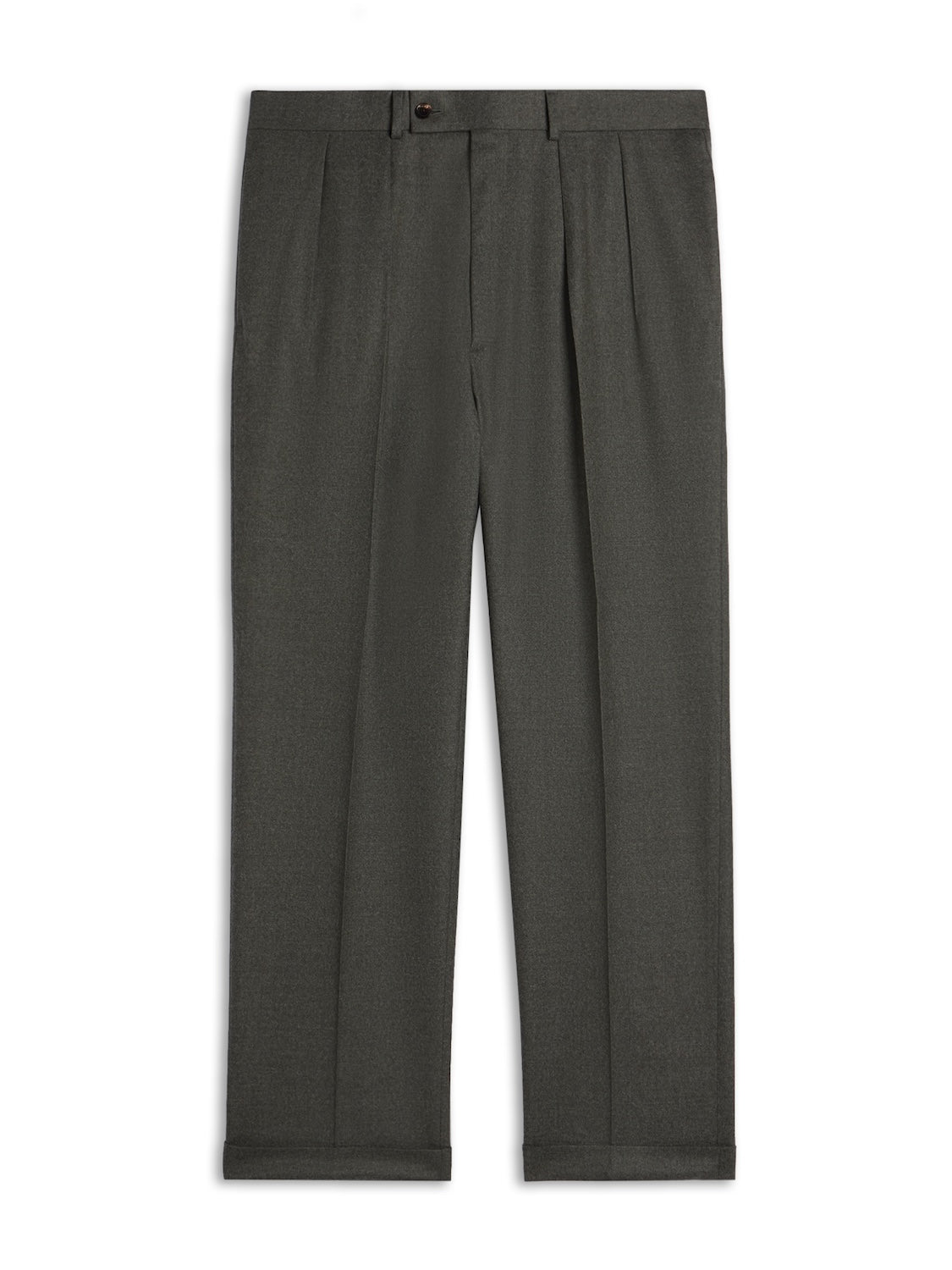 Pantalone a vita alta in flanella di lana verde