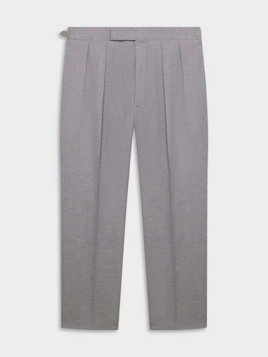 Caruso Menswear Abbigliamento Uomo Pantaloni Pantalone vita alta in lana cotone seta grigia look 1