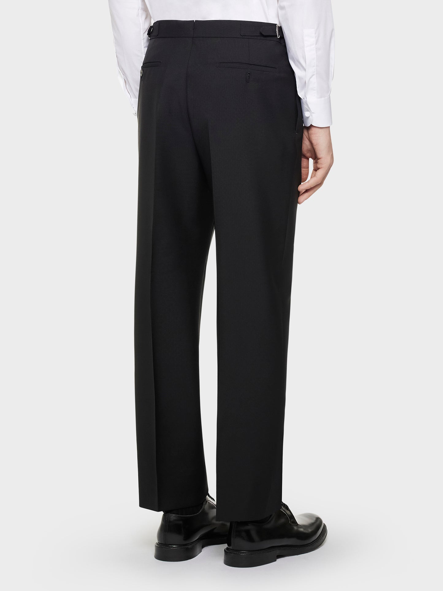 Caruso Menswear Abbigliamento Uomo Pantaloni Pantalone a vita alta in lana e mohair nero look 4