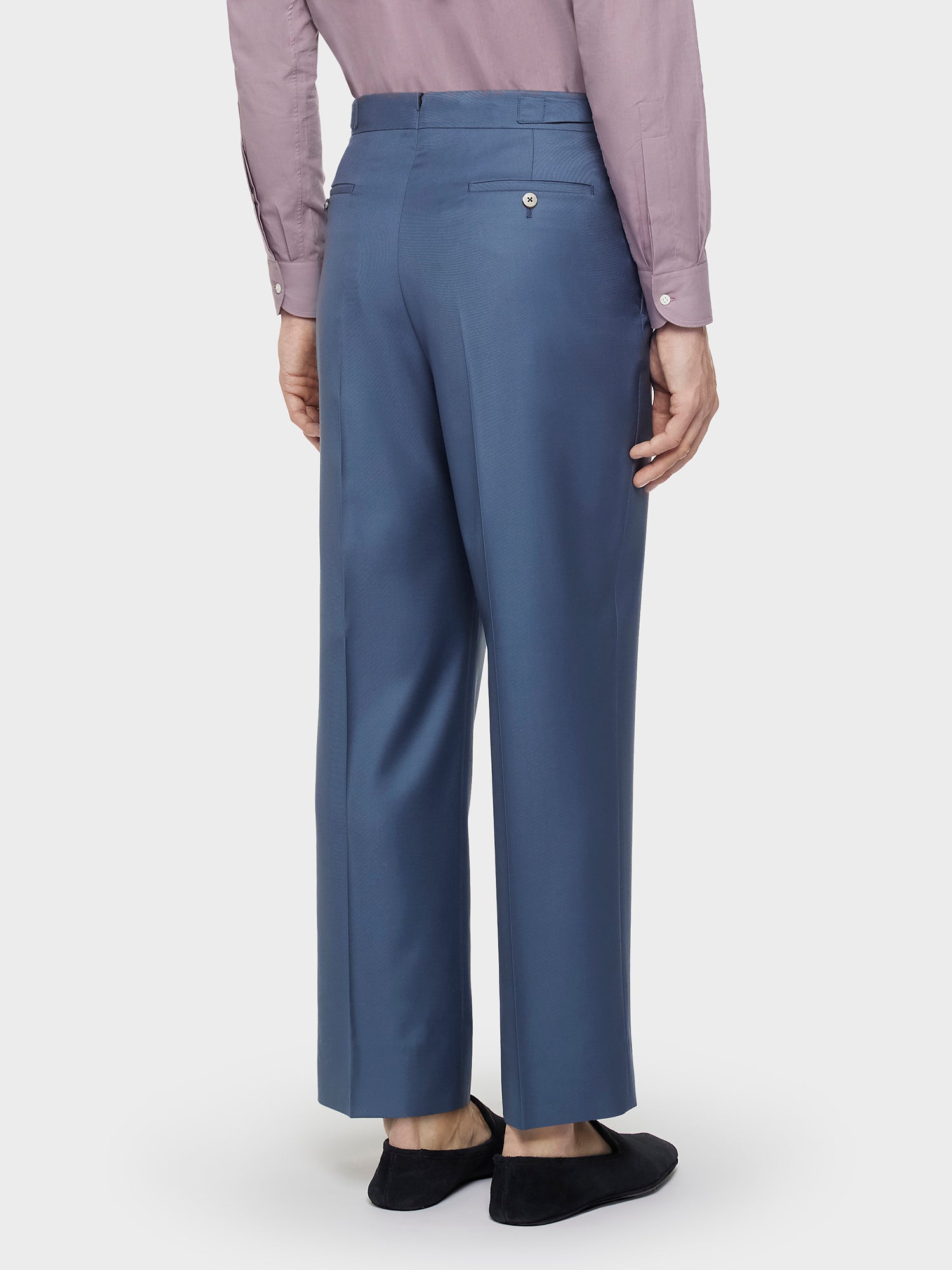 Caruso Menswear Abbigliamento Uomo Pantaloni Pantalone a vita alta in lana blu look 4