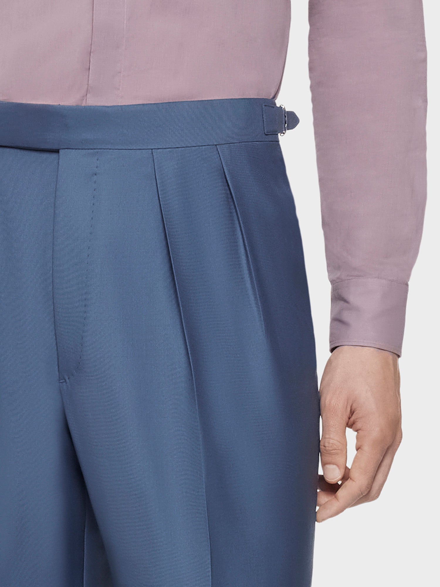 Caruso Menswear Abbigliamento Uomo Pantaloni Pantalone a vita alta in lana blu look 5