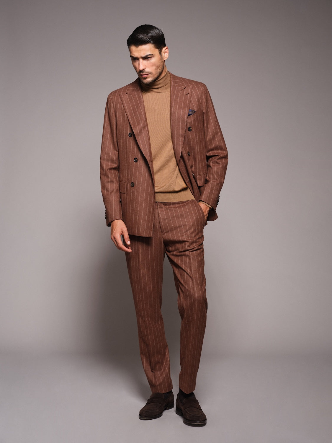 Dolcevita in lana, seta e cashmere beige