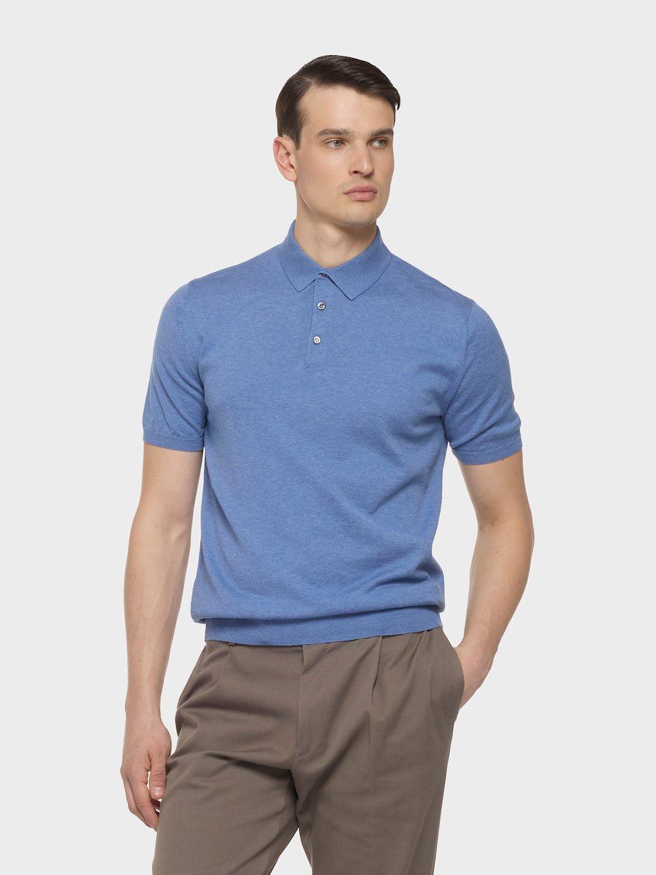 Caruso Menswear Abbigliamento Uomo Polo Polo a maniche corte in cotone blu look 3