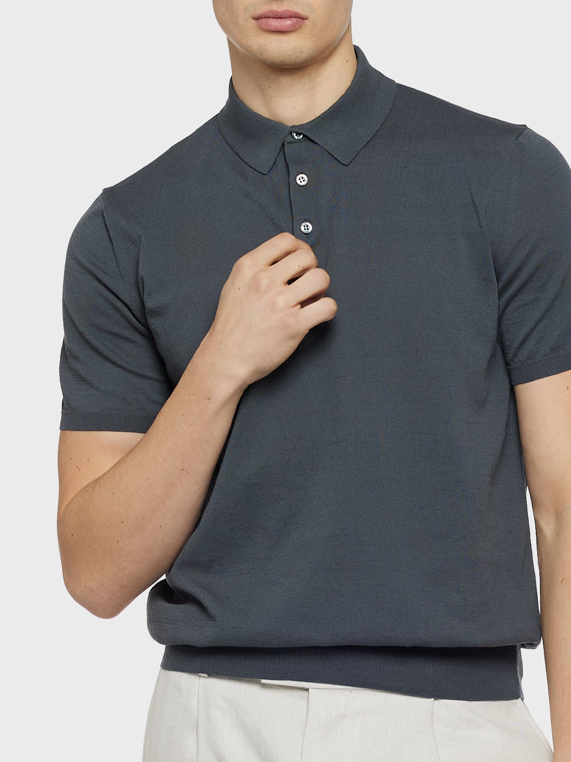 Caruso Menswear Abbigliamento Uomo Polo Polo in cotone grigio antracite look 5