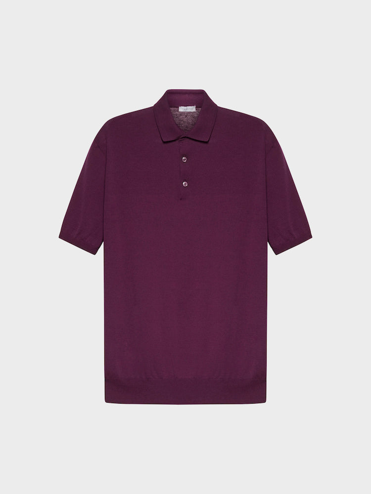 Caruso Menswear Abbigliamento Uomo Polo Polo manica corta in cotone color prugna look 1