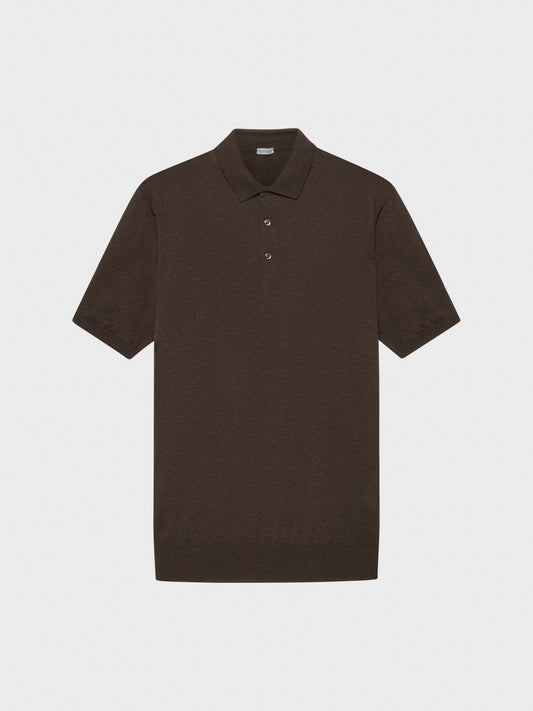 Caruso Menswear Abbigliamento Uomo Maglieria Polo a maniche corte in cotone marrone look 2