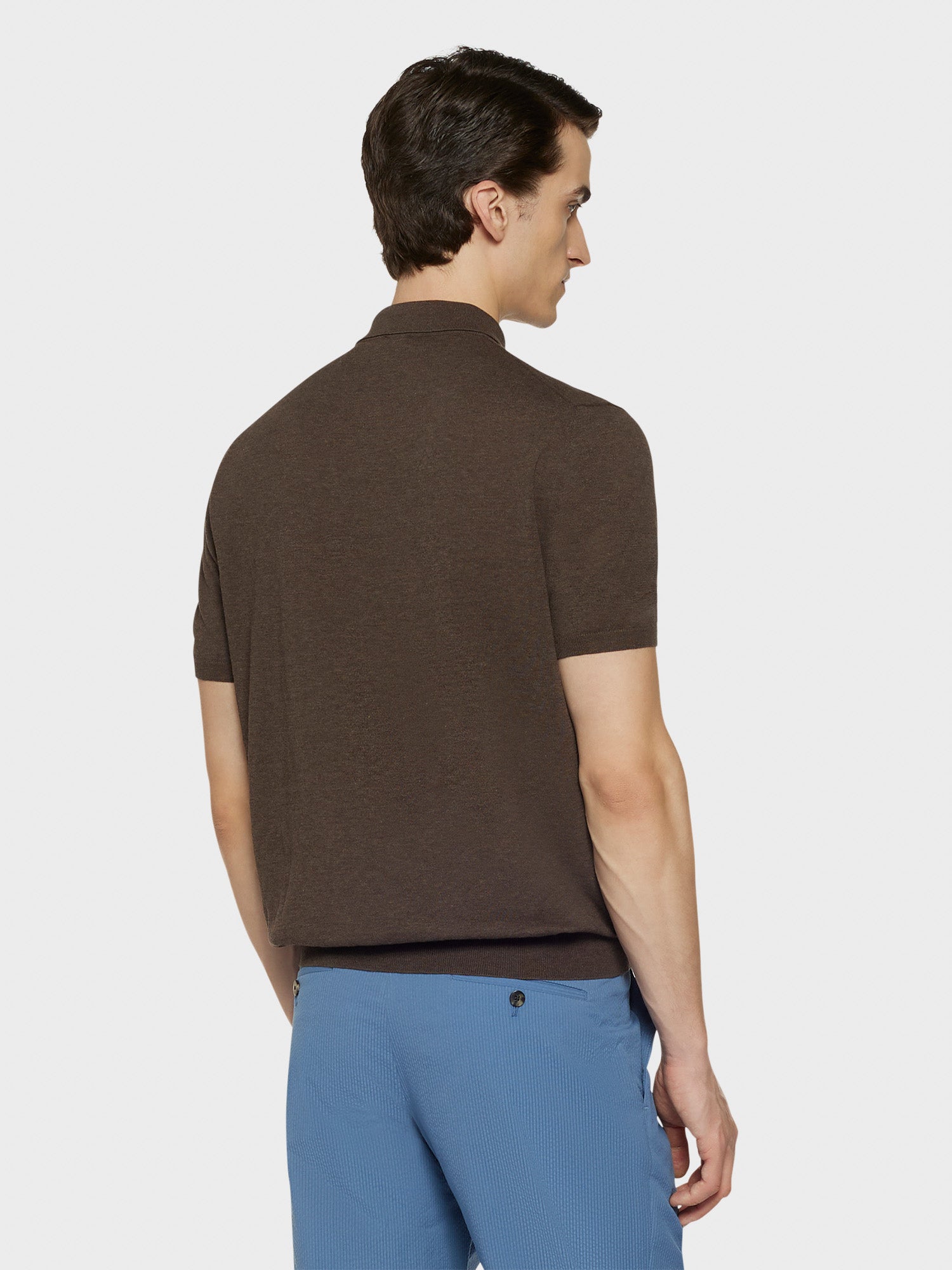 Caruso Menswear Abbigliamento Uomo Maglieria Polo a maniche corte in cotone marrone look 4