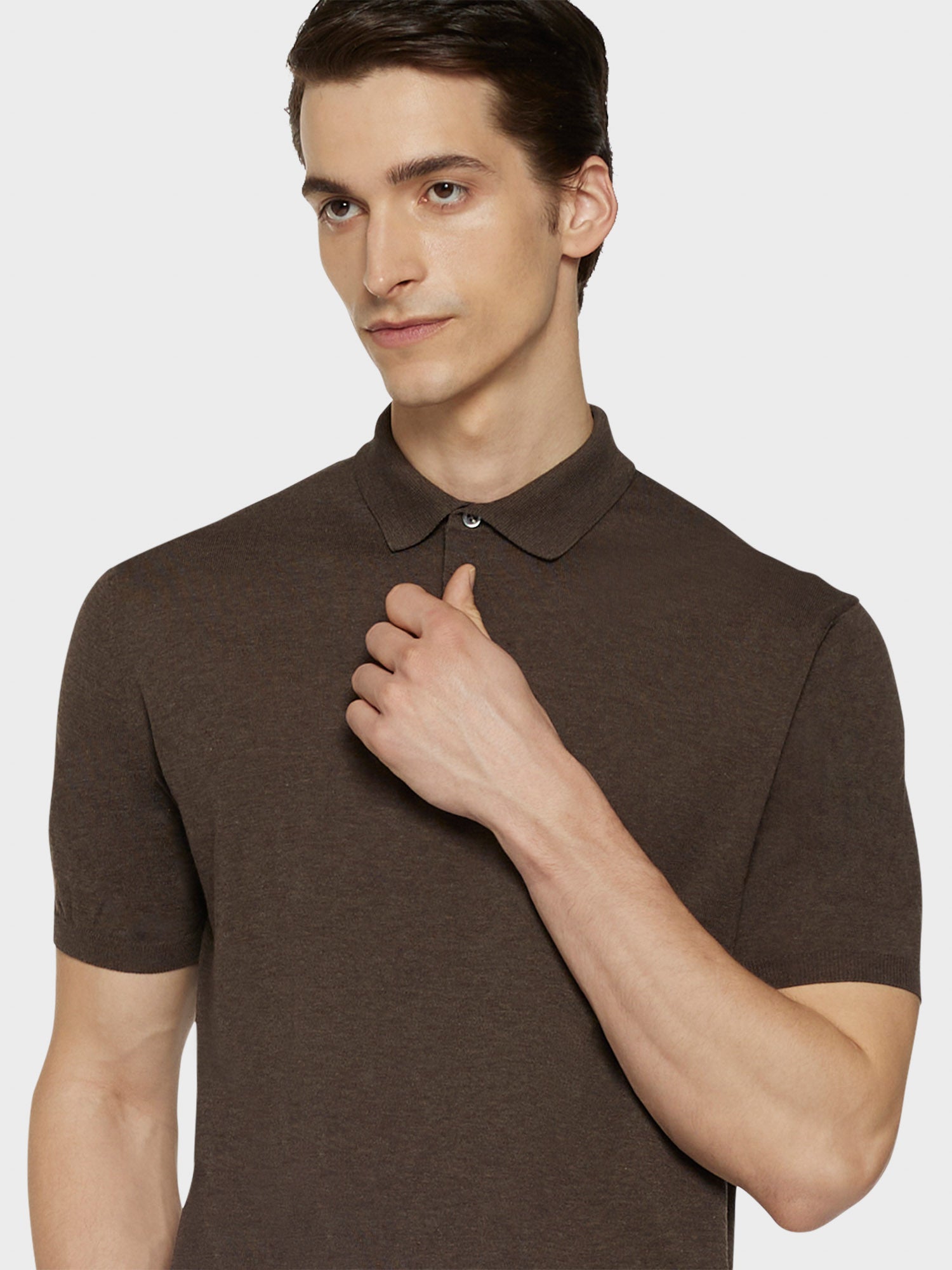 Caruso Menswear Abbigliamento Uomo Maglieria Polo a maniche corte in cotone marrone look 5