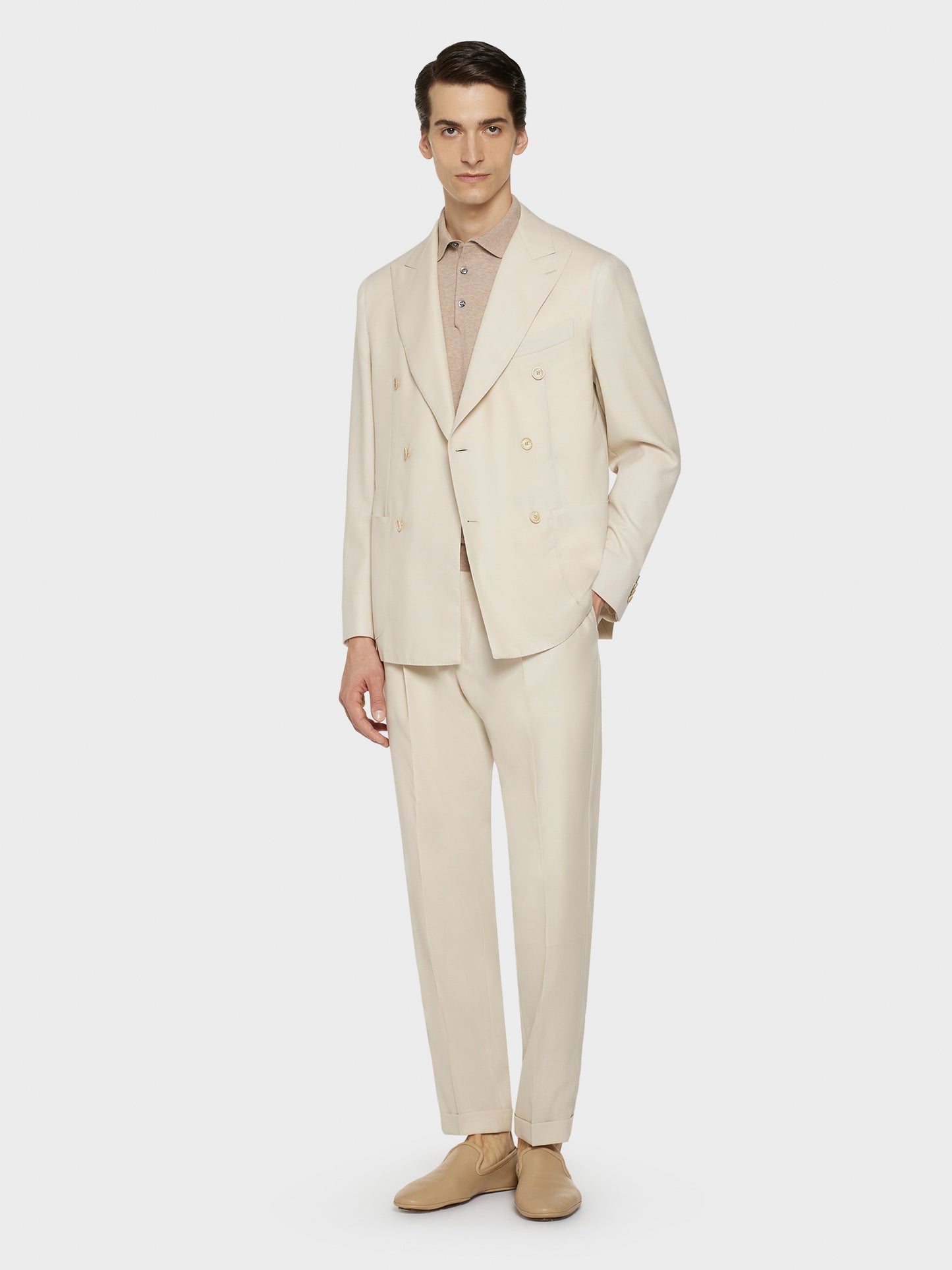 Caruso Menswear Abbigliamento Uomo Polo Polo a maniche corte in cotone sabbia look 2