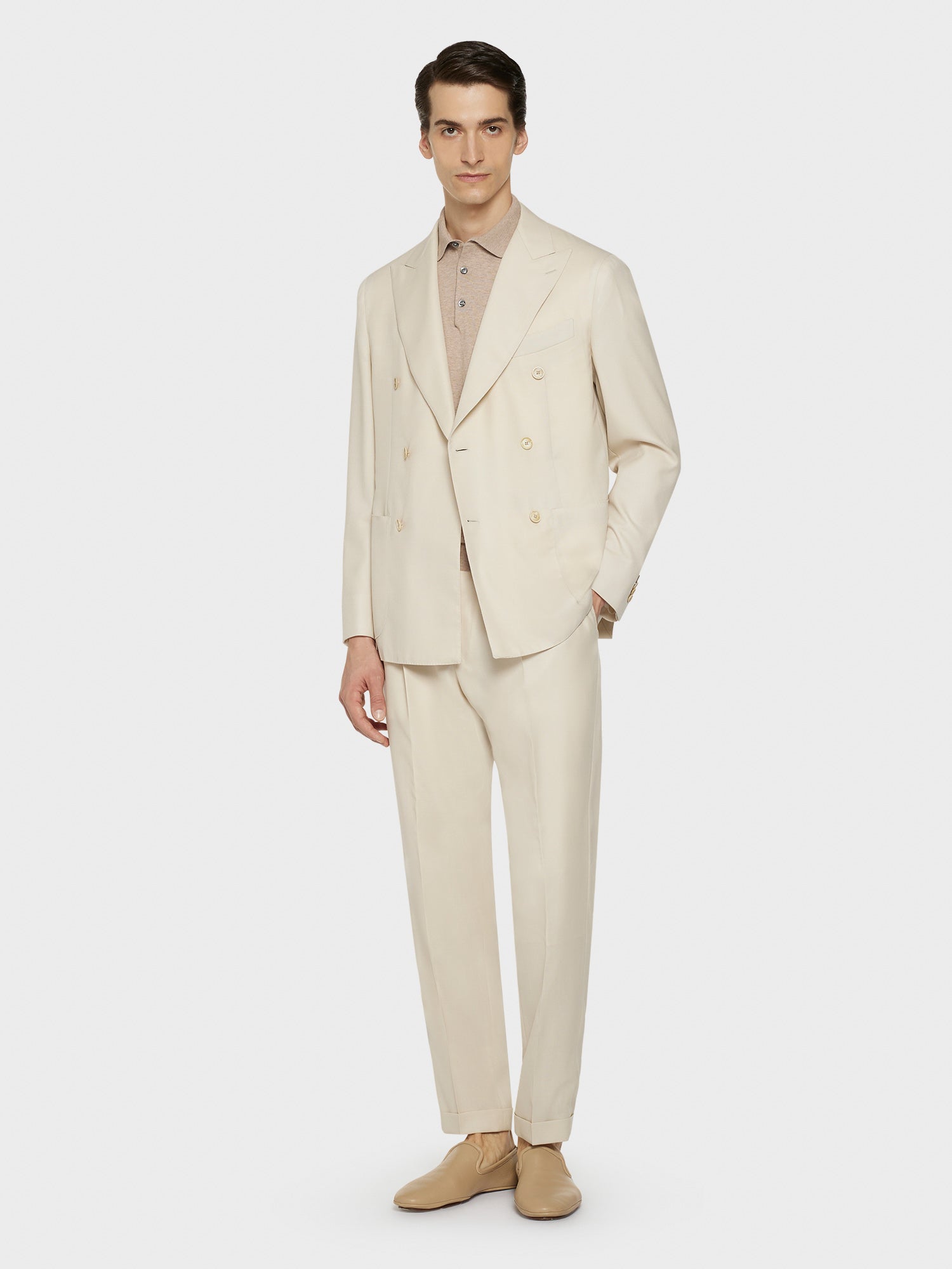 Caruso Menswear Abbigliamento Uomo Polo Polo a maniche corte in cotone sabbia look 2