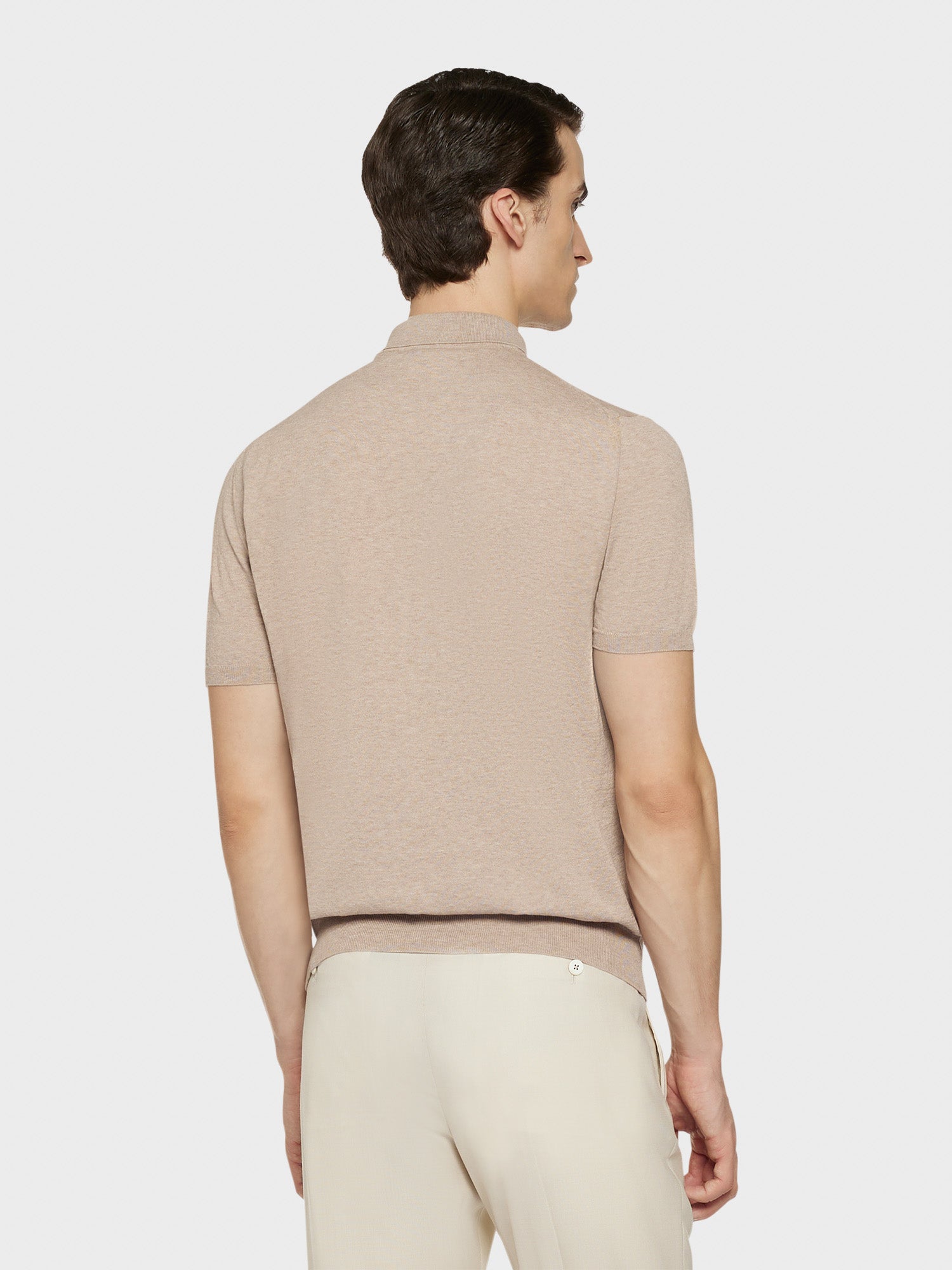 Caruso Menswear Abbigliamento Uomo Polo Polo a maniche corte in cotone sabbia look 4
