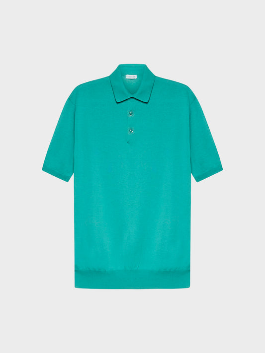Caruso Menswear Abbigliamento Uomo Maglieria Polo a maniche corte in cotone verde smeraldo look 2