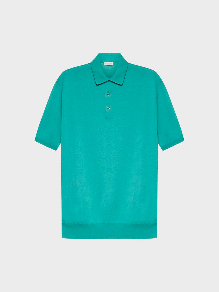Caruso Menswear Abbigliamento Uomo Maglieria Polo a maniche corte in cotone verde smeraldo look 2