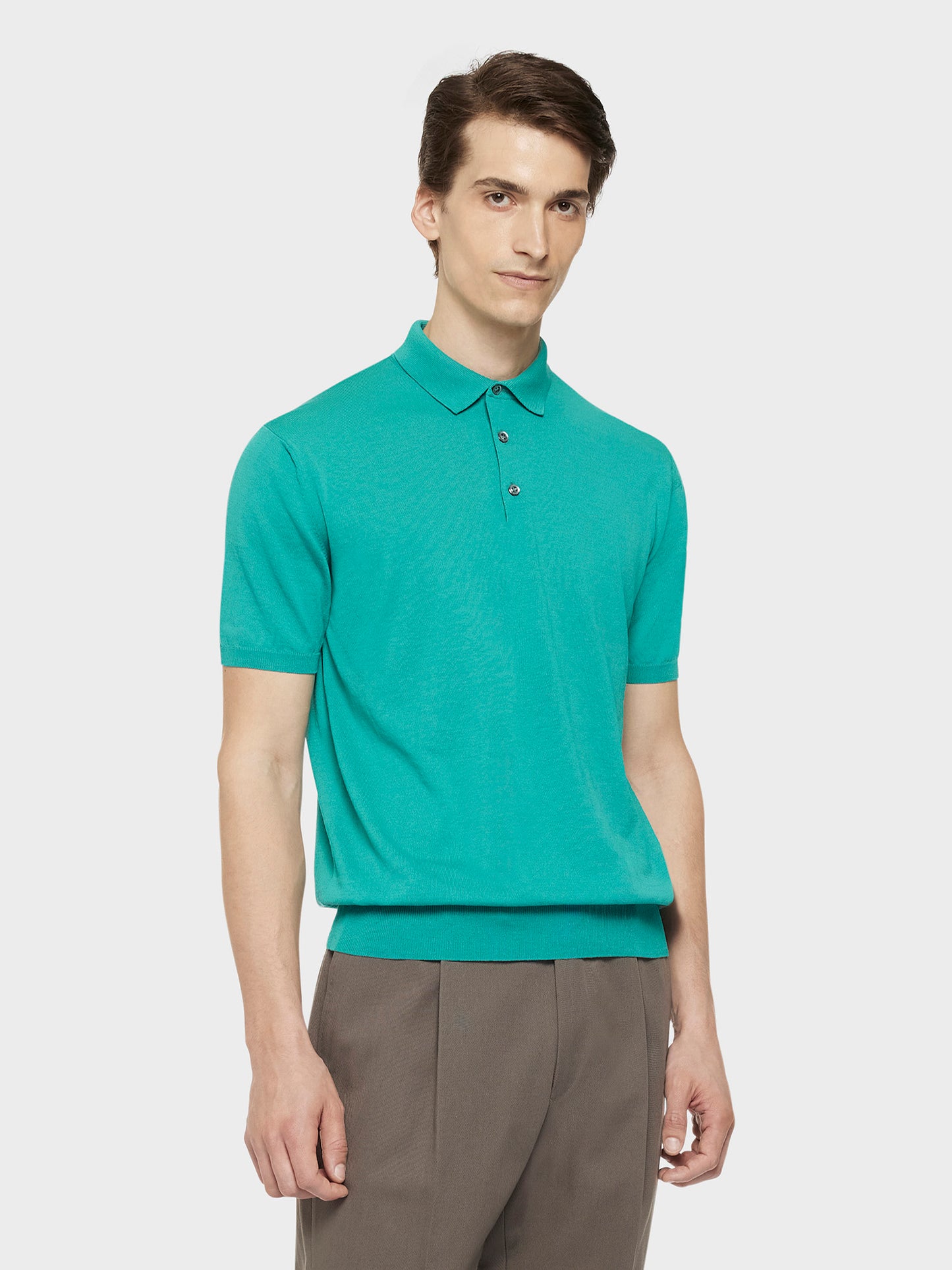 Caruso Menswear Abbigliamento Uomo Maglieria Polo a maniche corte in cotone verde smeraldo look 1
