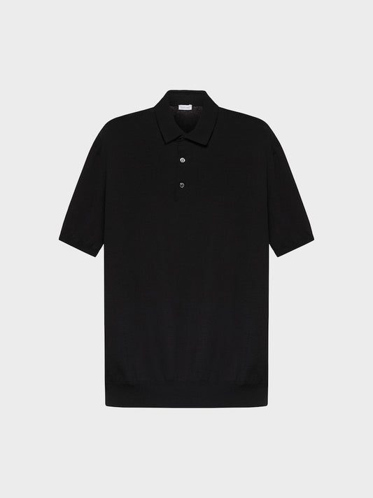 Caruso Menswear Abbigliamento Uomo Maglieria Polo a maniche corte in cotone nera look 2