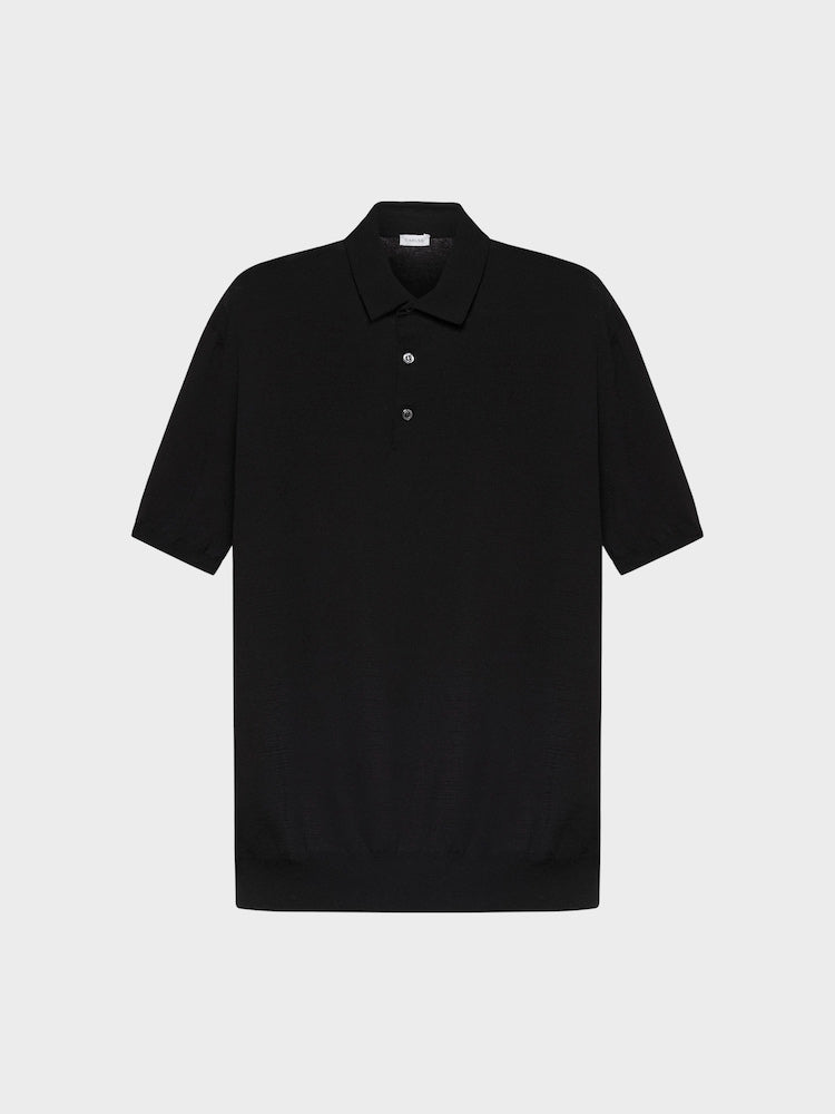 Caruso Menswear Abbigliamento Uomo Maglieria Polo a maniche corte in cotone nera look 2