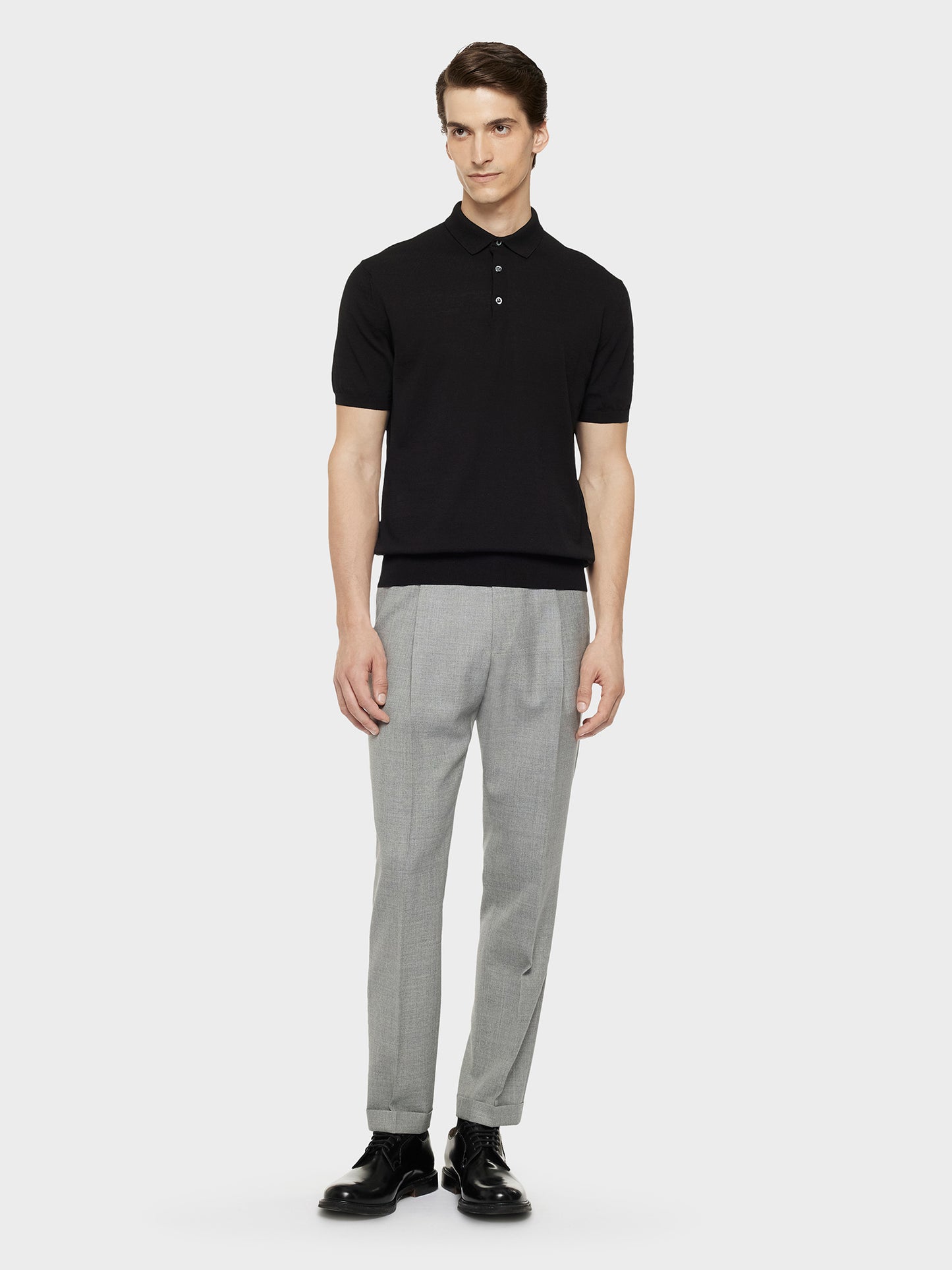 Caruso Menswear Abbigliamento Uomo Maglieria Polo a maniche corte in cotone nera look 3
