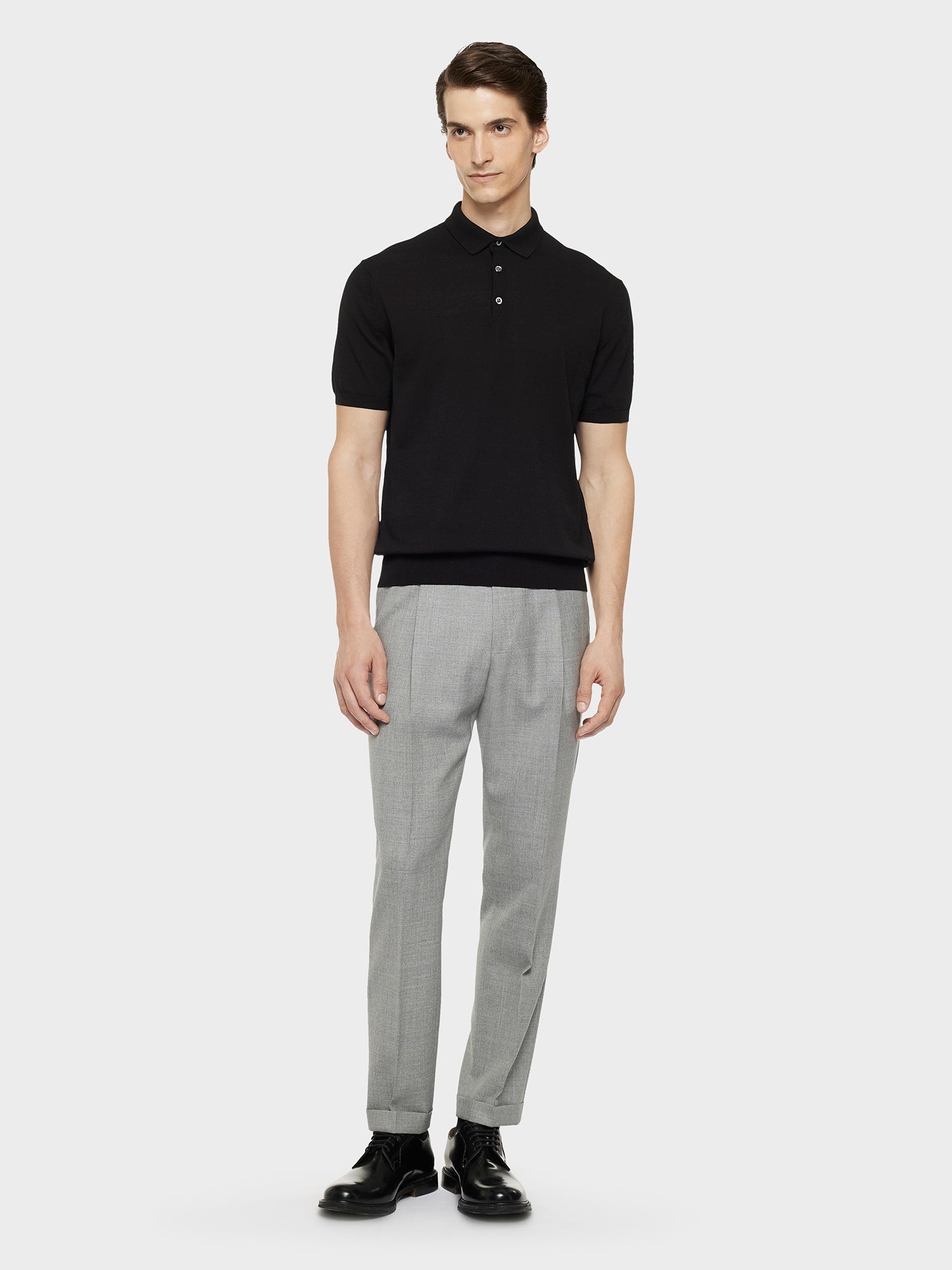 Caruso Menswear Abbigliamento Uomo Maglieria Polo a maniche corte in cotone nera look 3