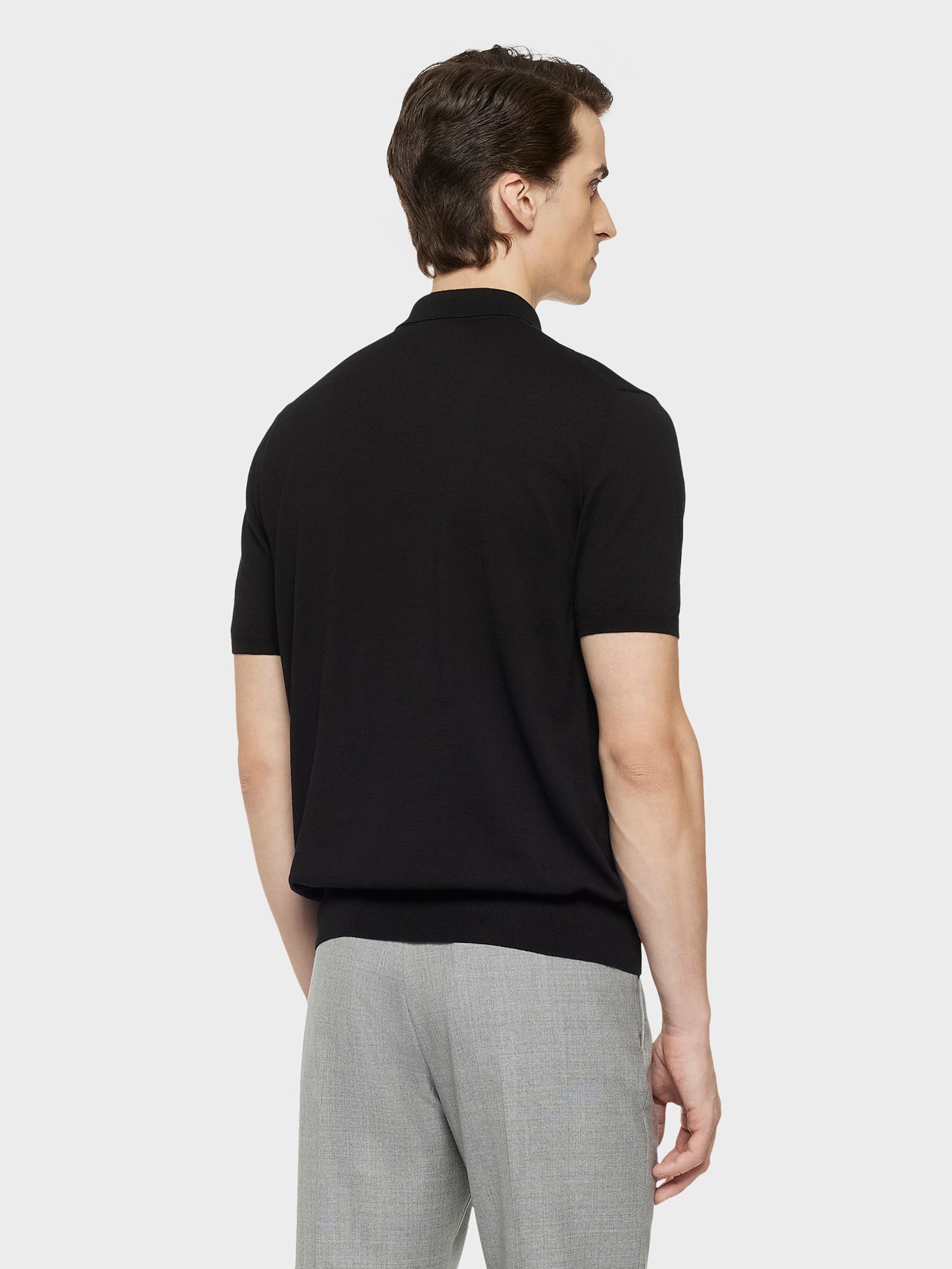 Caruso Menswear Abbigliamento Uomo Maglieria Polo a maniche corte in cotone nera look 4