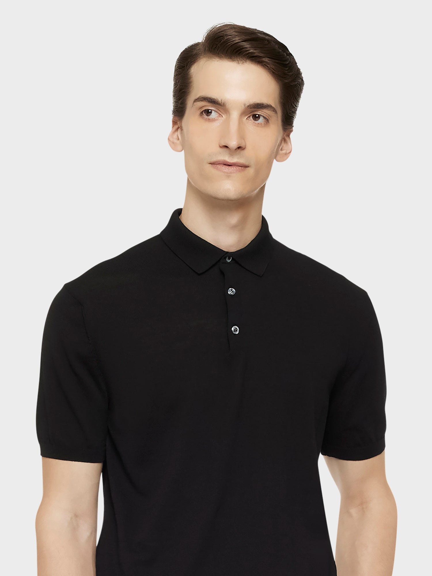 Caruso Menswear Abbigliamento Uomo Maglieria Polo a maniche corte in cotone nera look 5