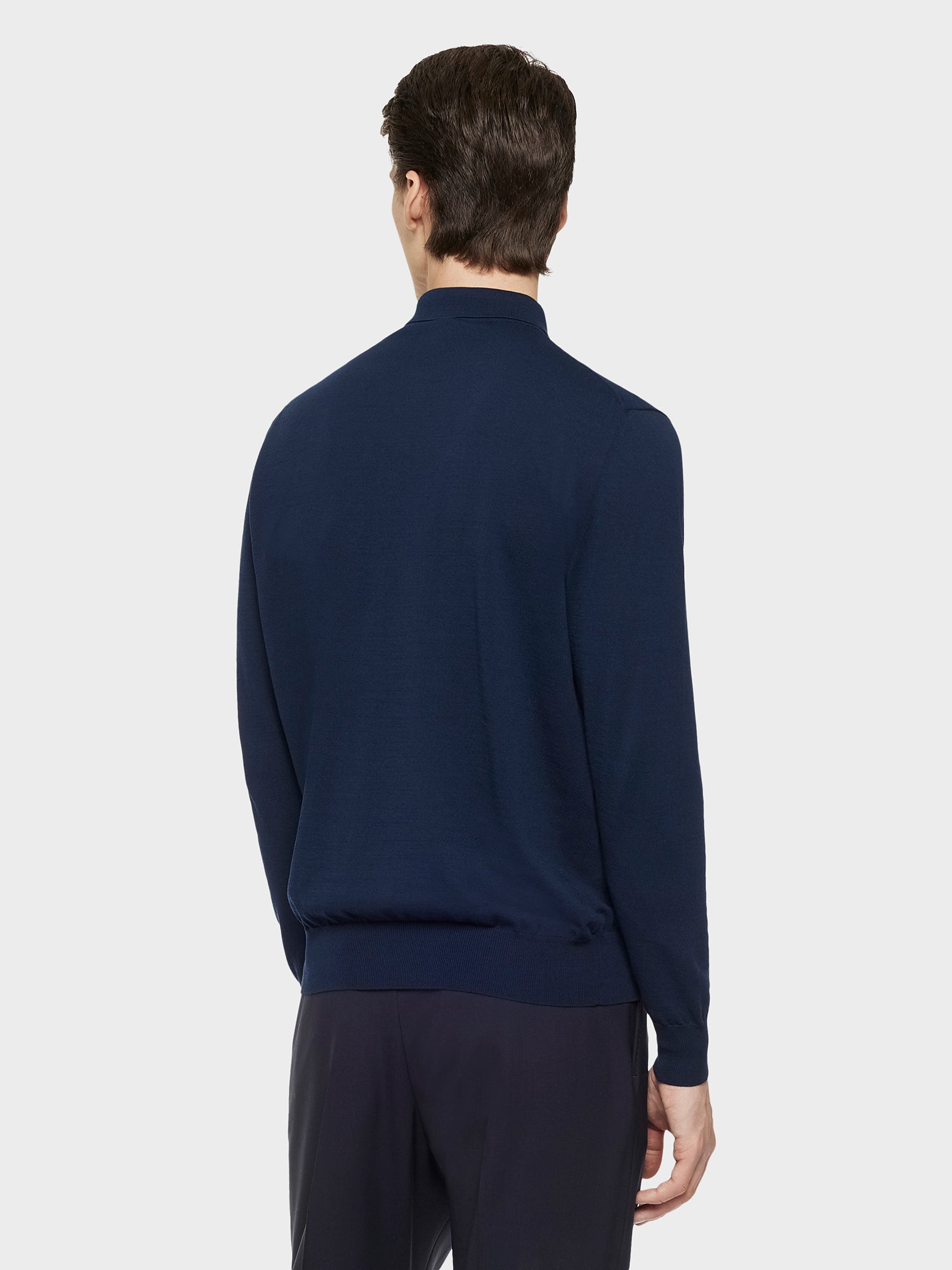 Caruso Menswear Abbigliamento Uomo Maglieria Polo a maniche lunghe in cotone blu navy look 4