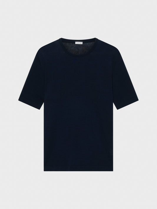 Caruso Menswear Abbigliamento Uomo Maglieria Maglia a maniche corte in cotone blu navy look 2