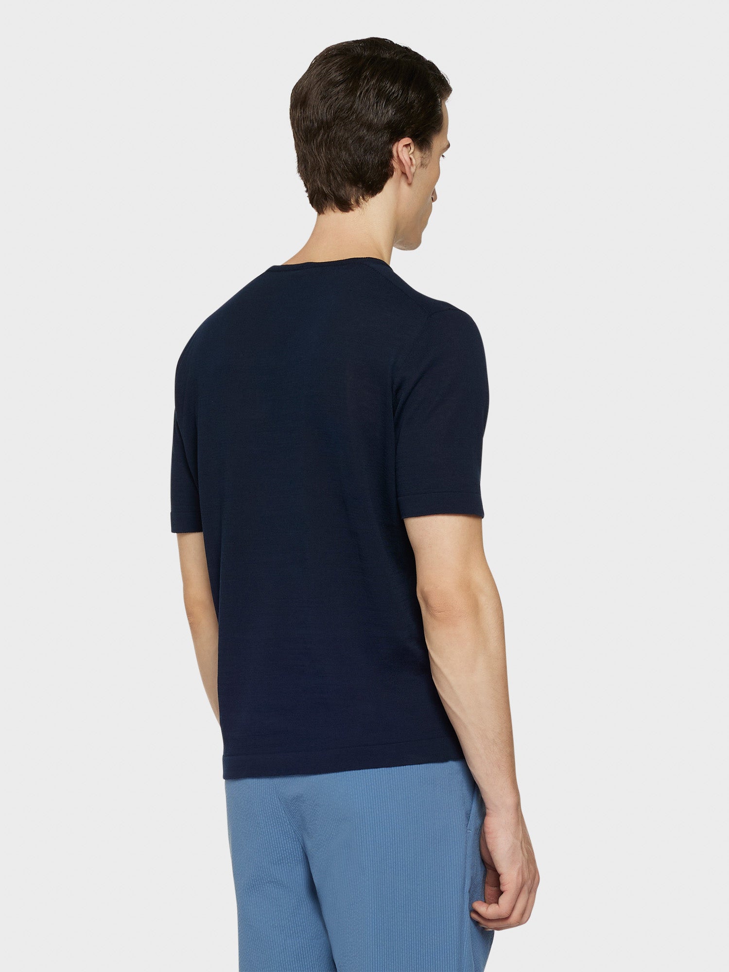 Caruso Menswear Abbigliamento Uomo Maglieria Maglia a maniche corte in cotone blu navy look 4