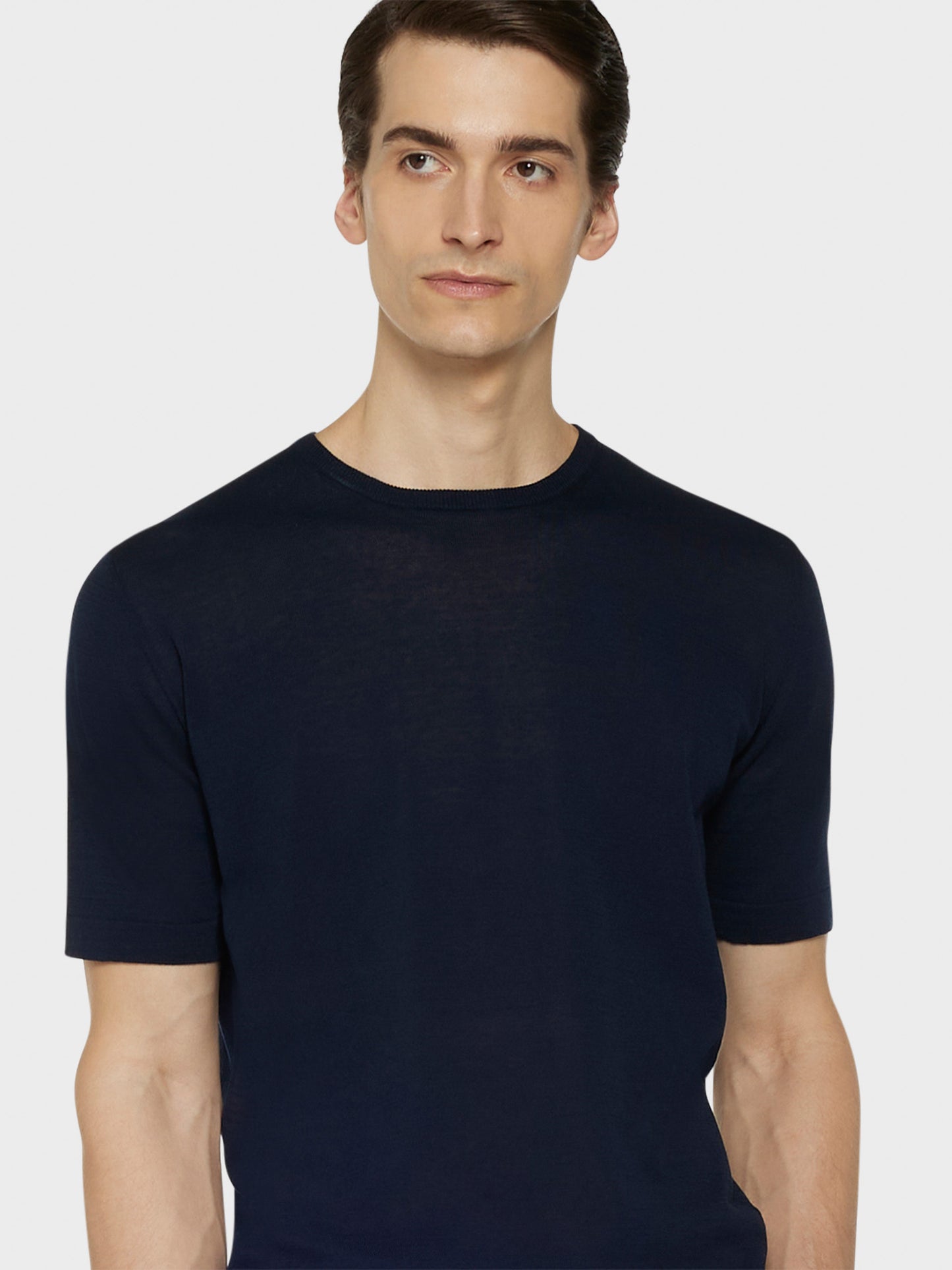 Caruso Menswear Abbigliamento Uomo Maglieria Maglia a maniche corte in cotone blu navy look 5