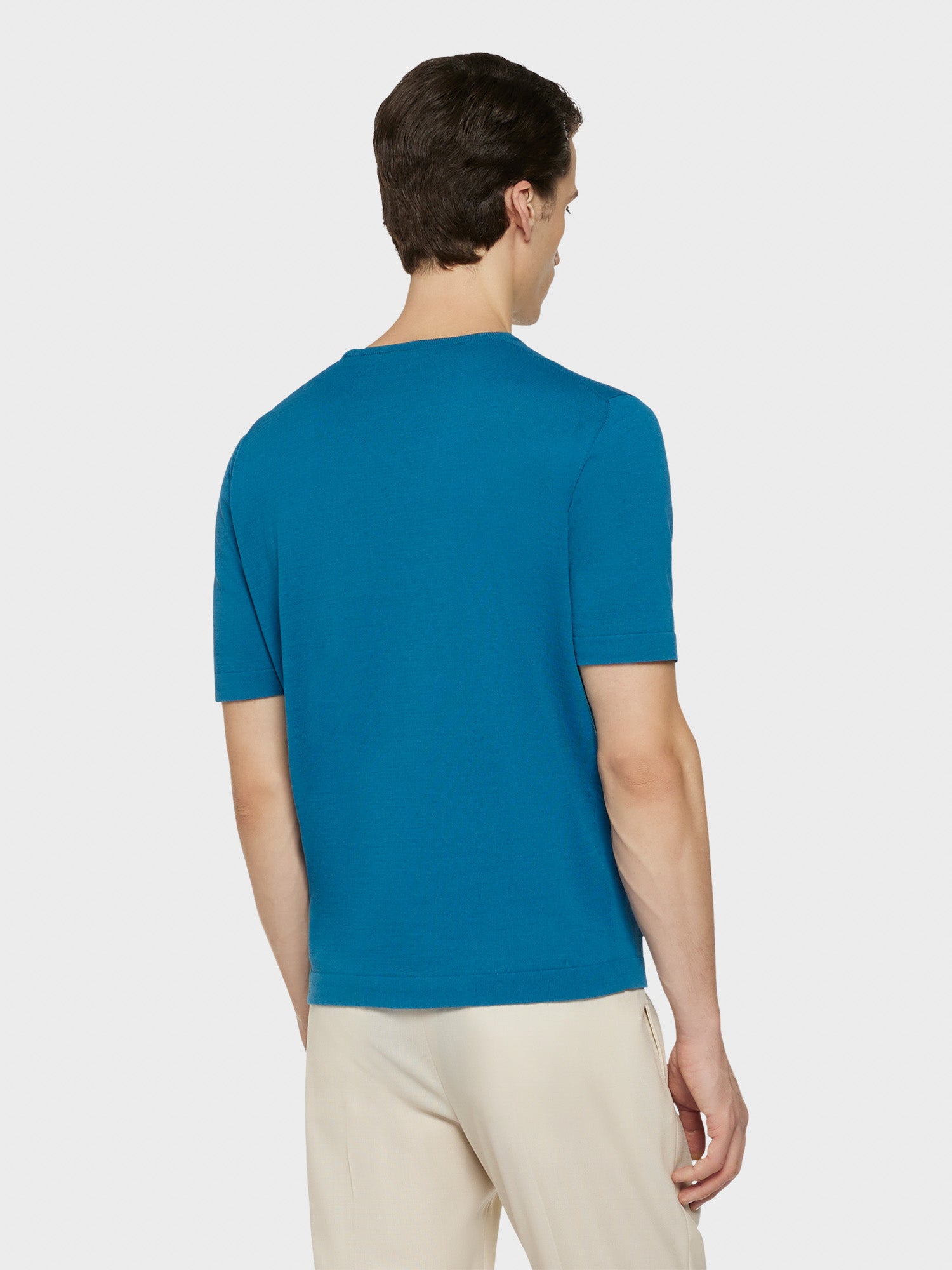 Caruso Menswear Abbigliamento Uomo Maglieria Maglia a maniche corte in cotone blu look 4