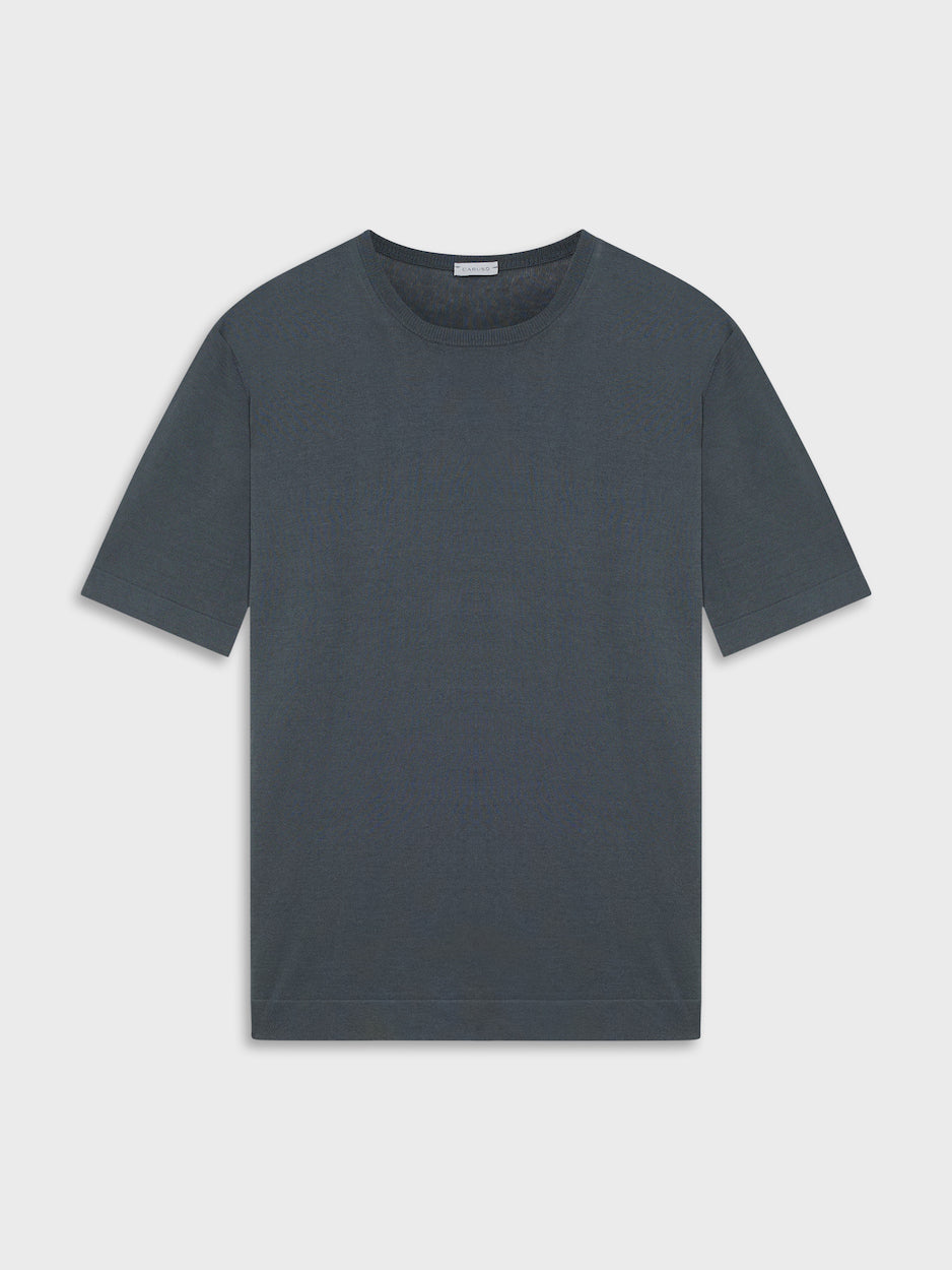 Caruso Menswear Abbigliamento Uomo Maglie Maglia a maniche corte in cotone grigio antracite look 1