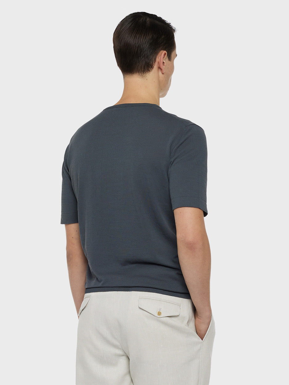 Caruso Menswear Abbigliamento Uomo Maglie Maglia a maniche corte in cotone grigio antracite look 4