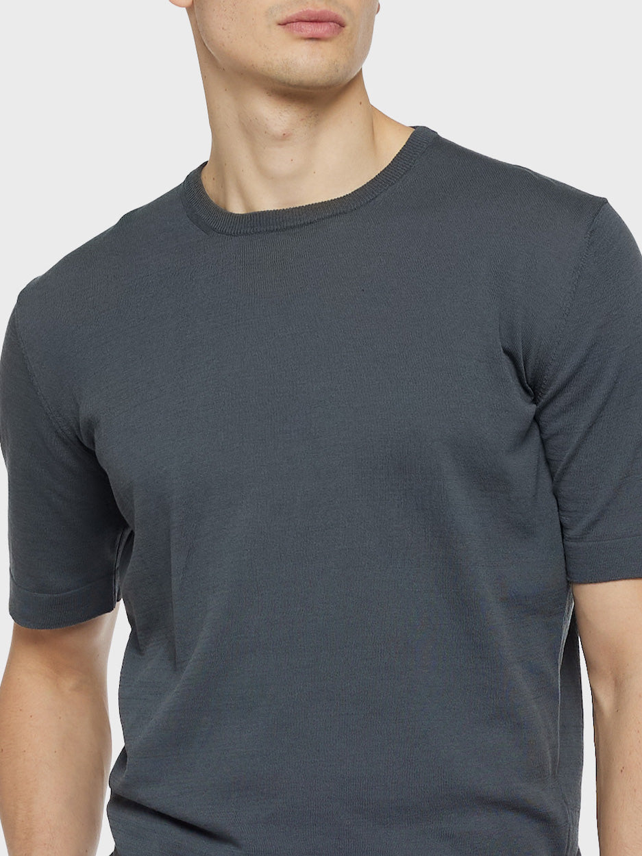 Caruso Menswear Abbigliamento Uomo Maglie Maglia a maniche corte in cotone grigio antracite look 5