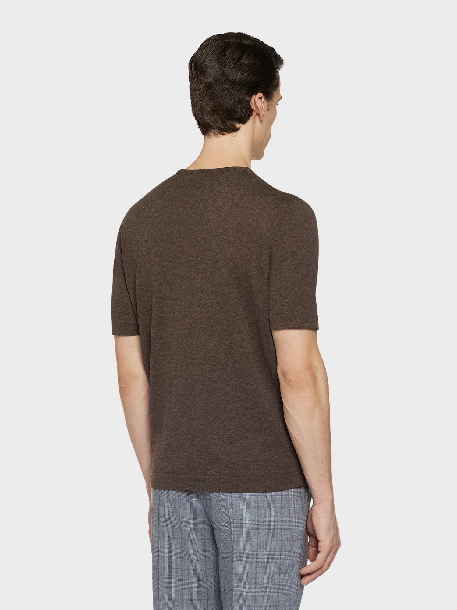 Caruso Menswear Abbigliamento Uomo Maglieria Maglia a maniche corte in cotone marrone look 4