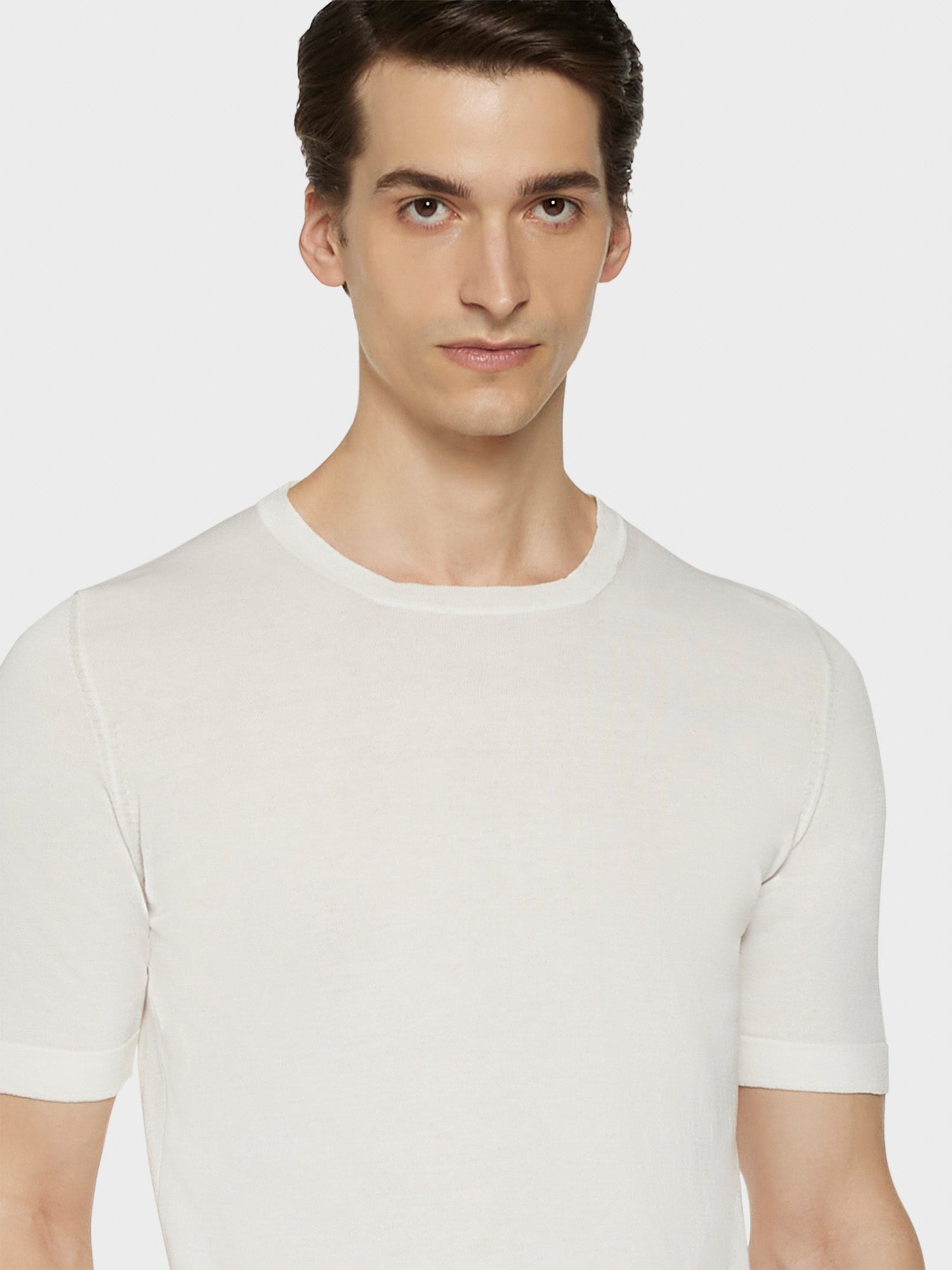 Caruso Menswear Abbigliamento Uomo Maglieria Maglia a maniche corte in cotone bianco look 5