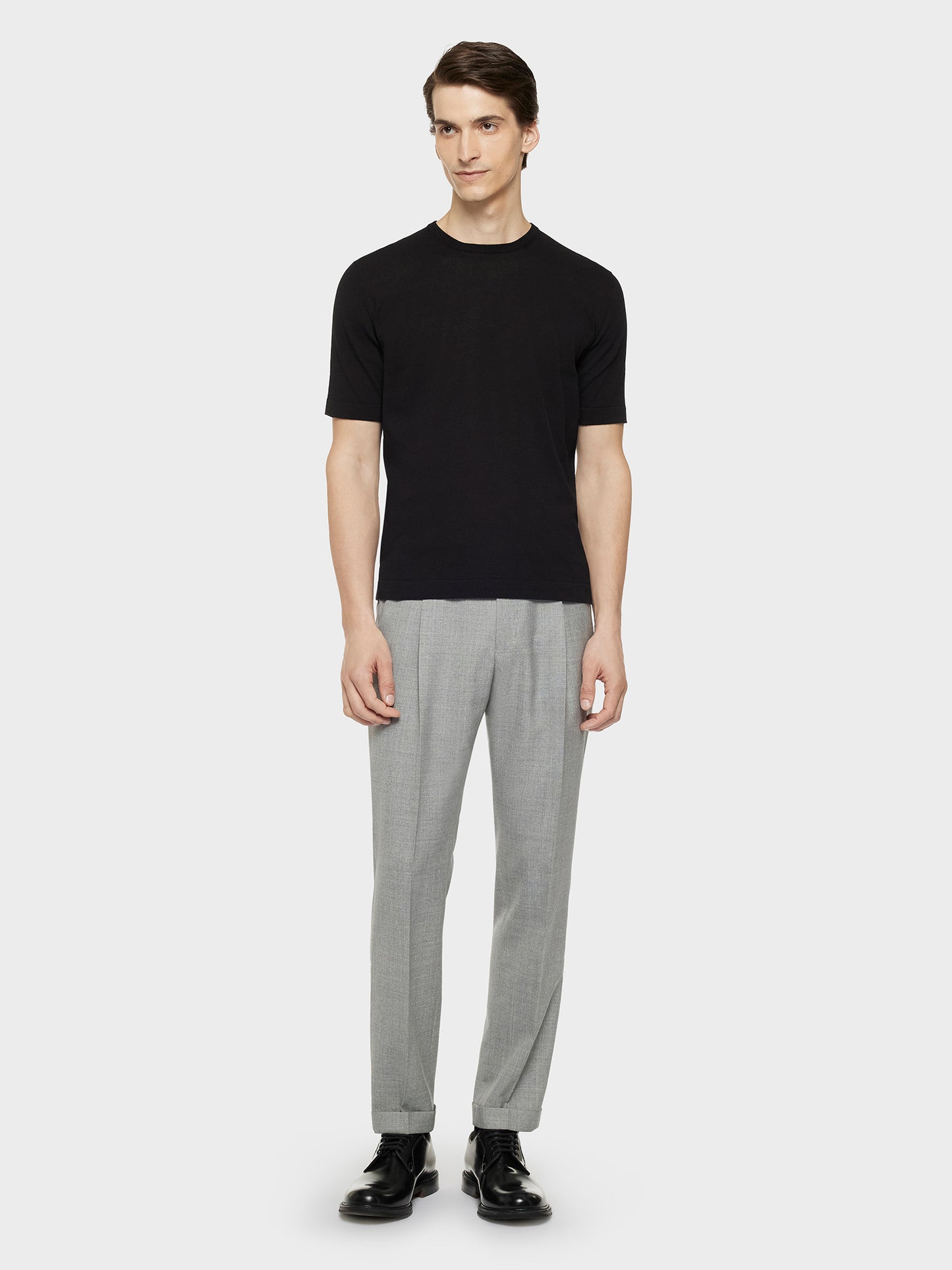 Caruso Menswear Abbigliamento Uomo Maglieria Maglia a maniche corte in cotone nera look 3