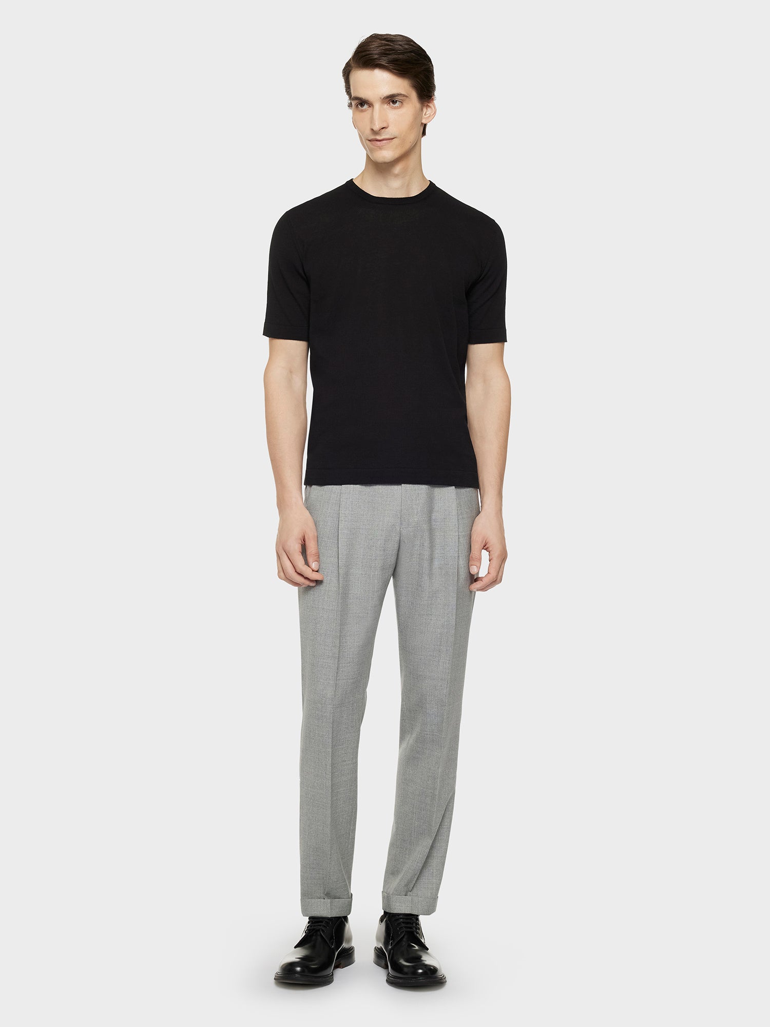 Caruso Menswear Abbigliamento Uomo Maglieria Maglia a maniche corte in cotone nera look 3