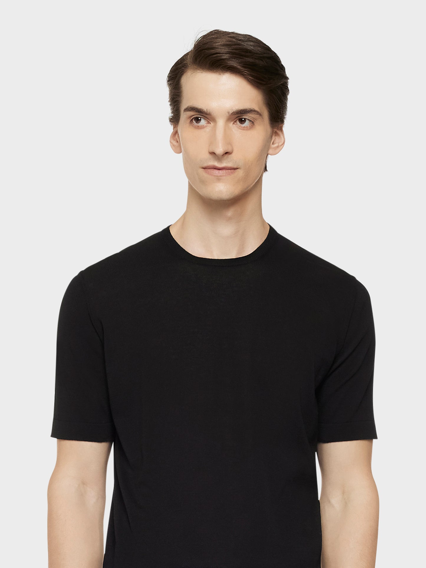 Caruso Menswear Abbigliamento Uomo Maglieria Maglia a maniche corte in cotone nera look 5