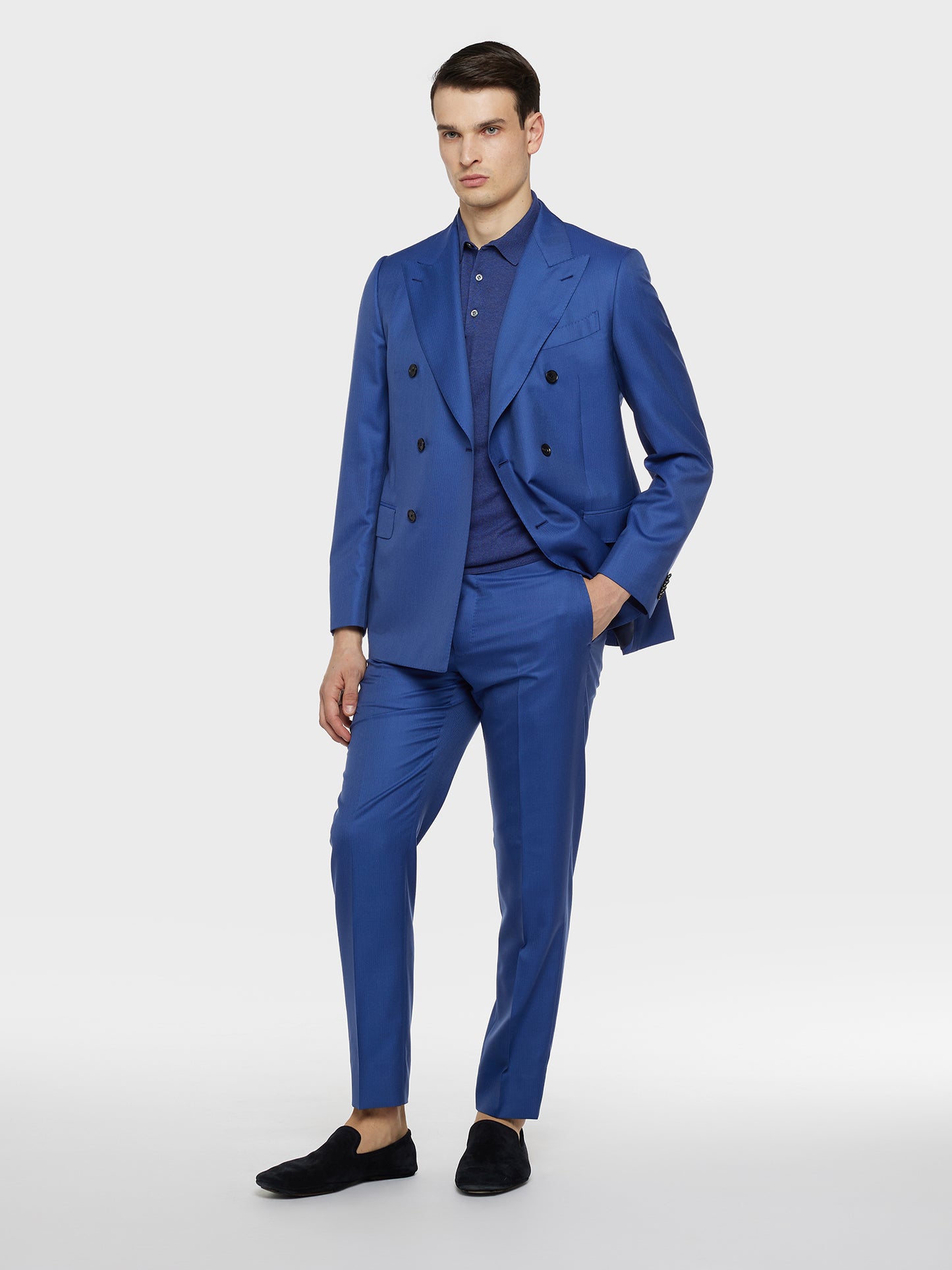 Caruso Menswear Abbigliamento Uomo Polo Polo a maniche corte in cotone blu look 2