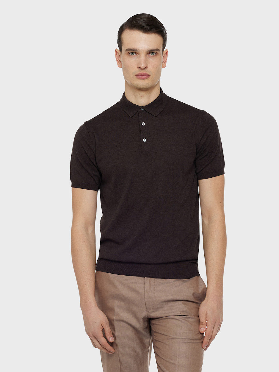 Caruso Menswear Abbigliamento Uomo Polo Polo a maniche corte in cotone marrone look 3