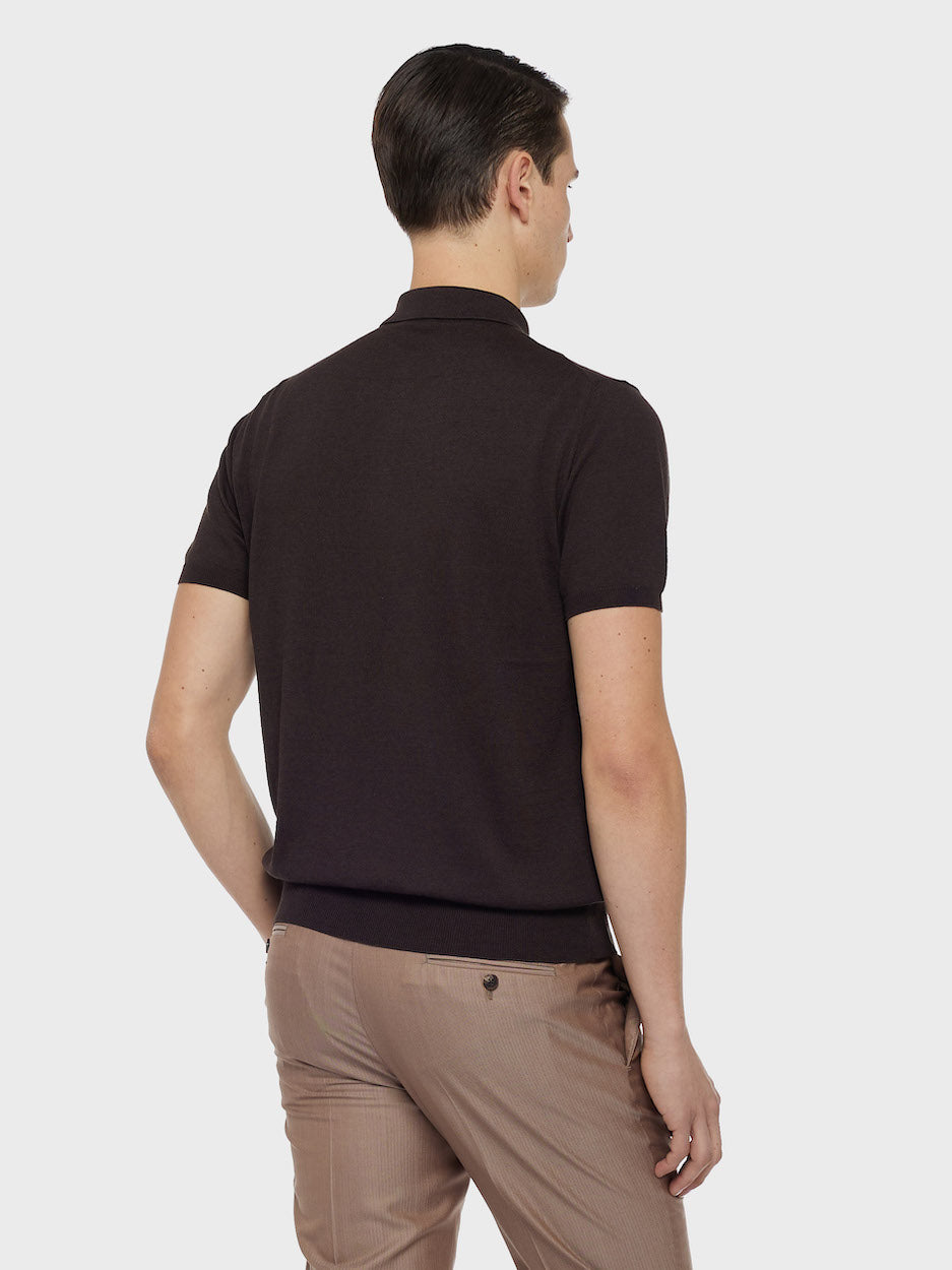 Caruso Menswear Abbigliamento Uomo Polo Polo a maniche corte in cotone marrone look 4