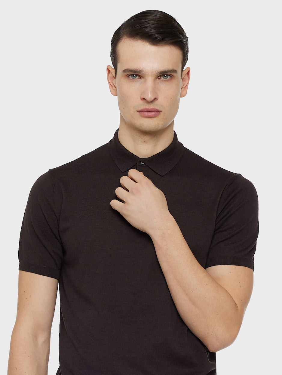Caruso Menswear Abbigliamento Uomo Polo Polo a maniche corte in cotone marrone look 5