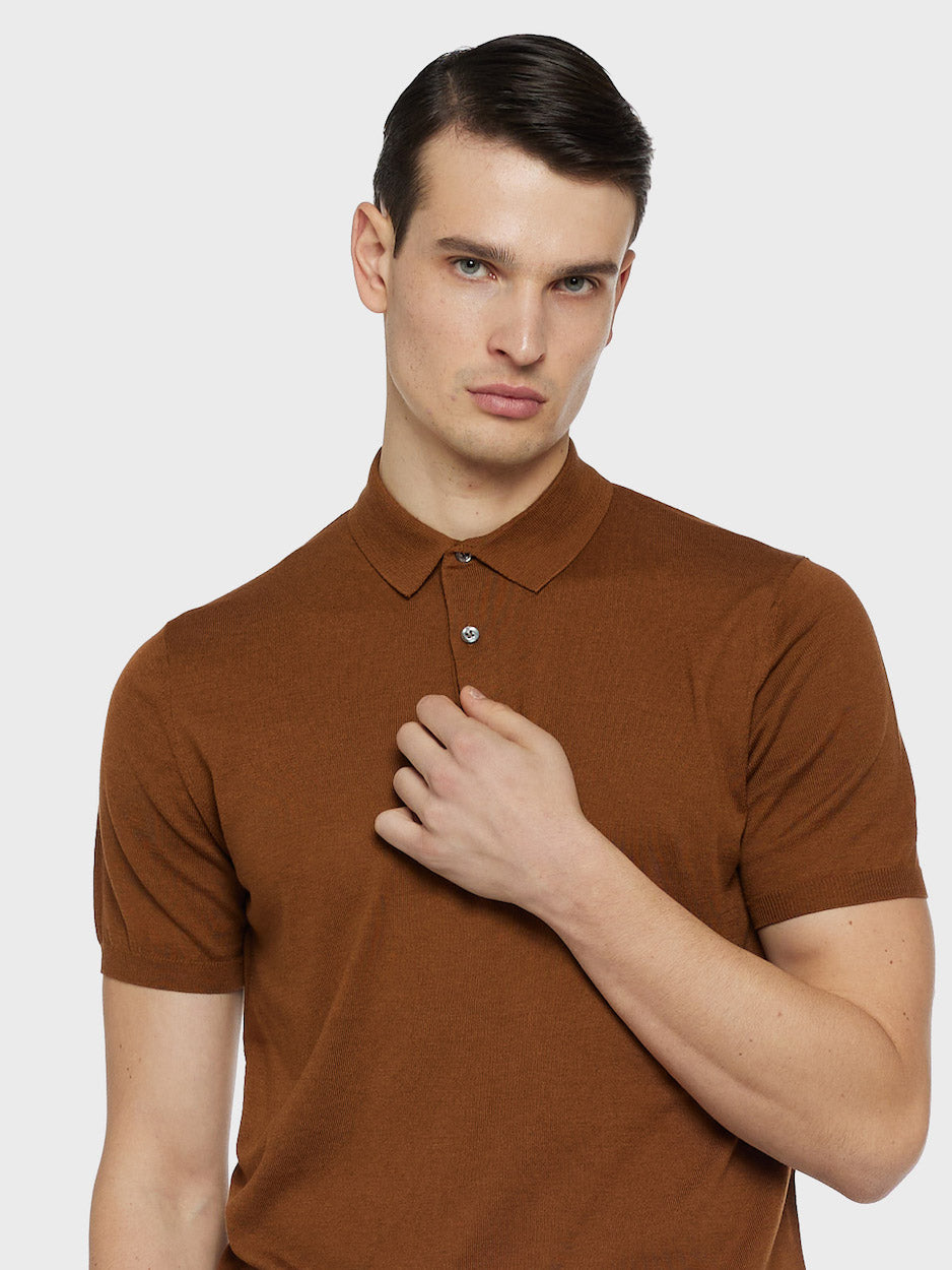 Caruso Menswear Abbigliamento Uomo Polo Polo a maniche corte in cotone beige look 5