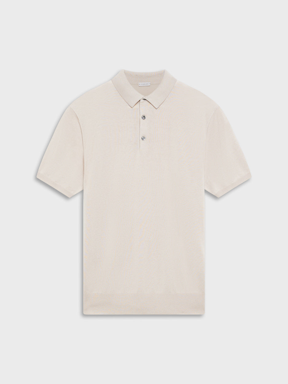 Caruso Menswear Abbigliamento Uomo Polo Polo a maniche corte in cotone beige look 1