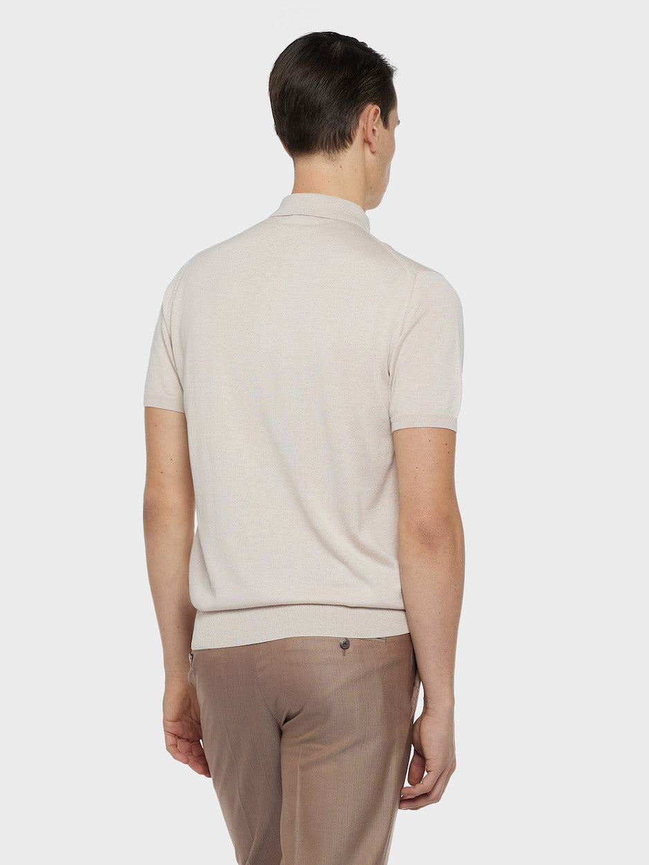 Caruso Menswear Abbigliamento Uomo Polo Polo a maniche corte in cotone beige look 4