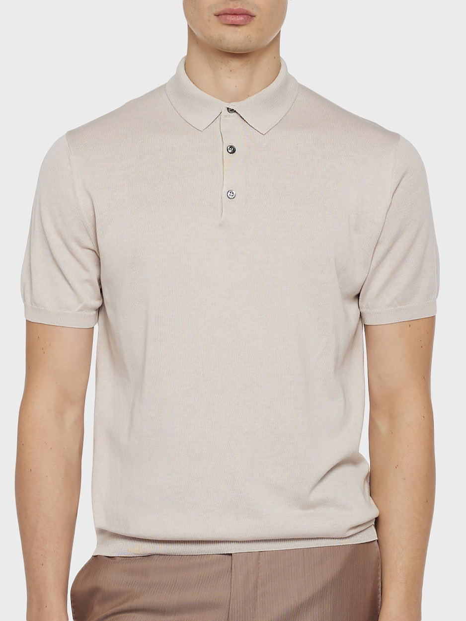 Caruso Menswear Abbigliamento Uomo Polo Polo a maniche corte in cotone beige look 5