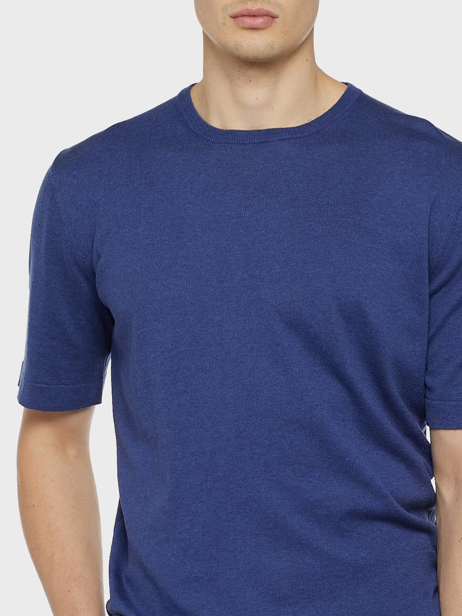Caruso Menswear Abbigliamento Uomo T-shirt T-shirt in maglia di cotone blu look 3
