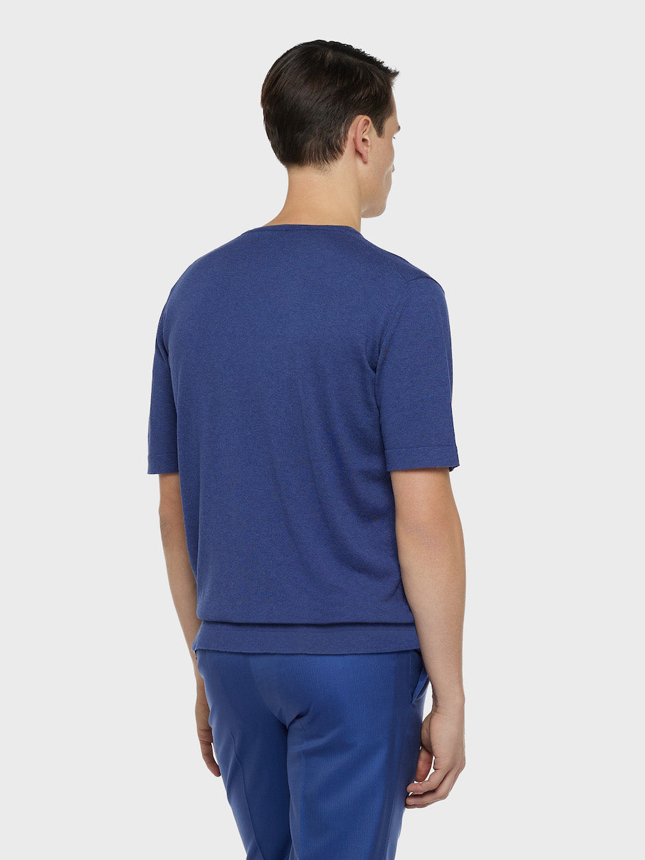 Caruso Menswear Abbigliamento Uomo T-shirt T-shirt in maglia di cotone blu look 4