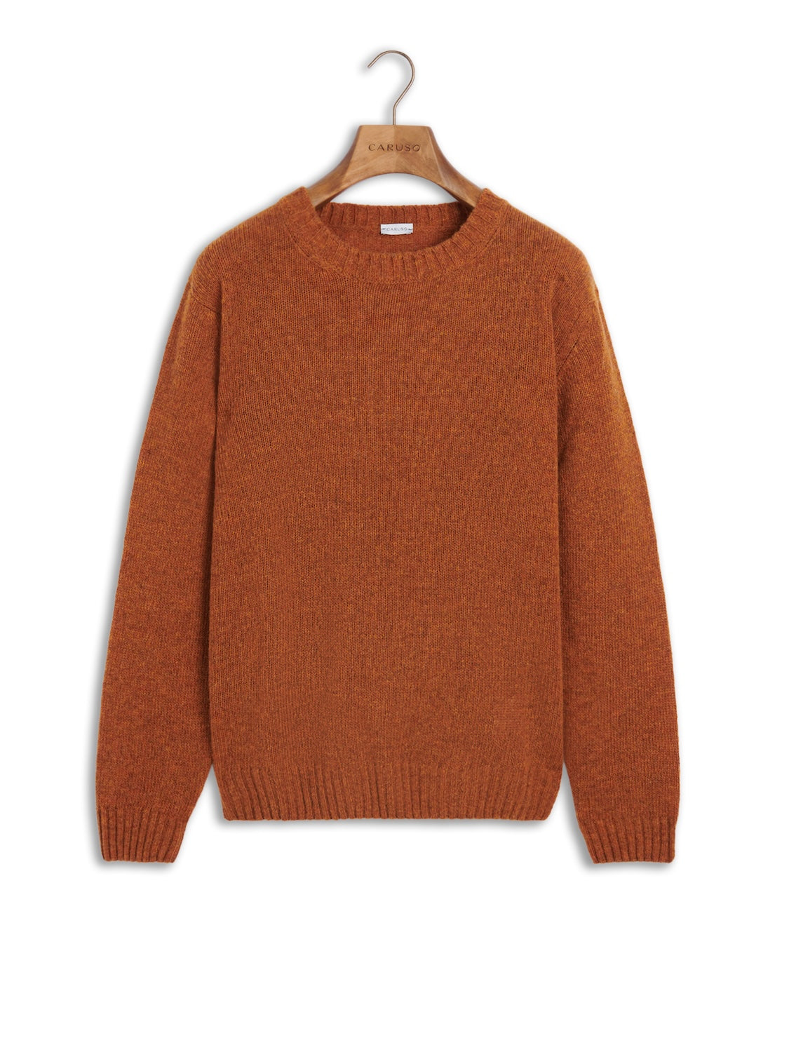 Maglia girocollo in lana Shetland rossa